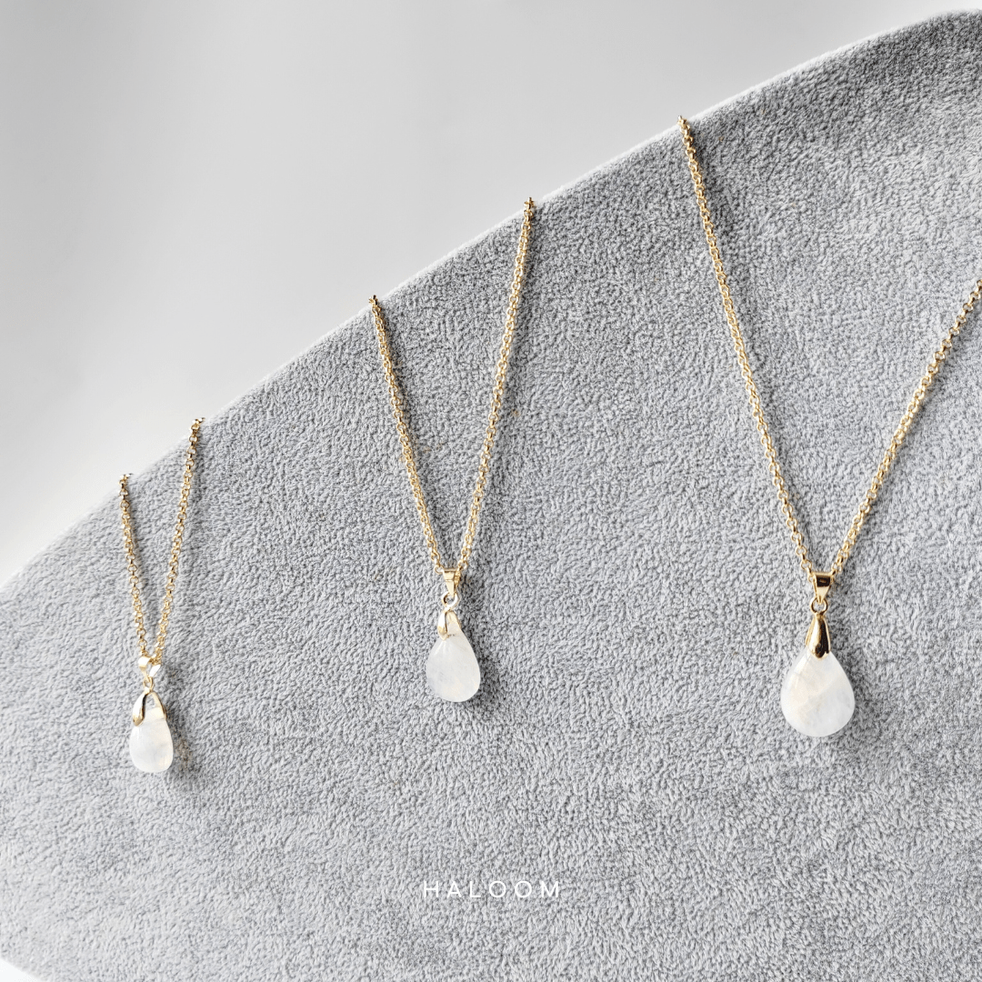 Rainbow moonstone teardrop necklace