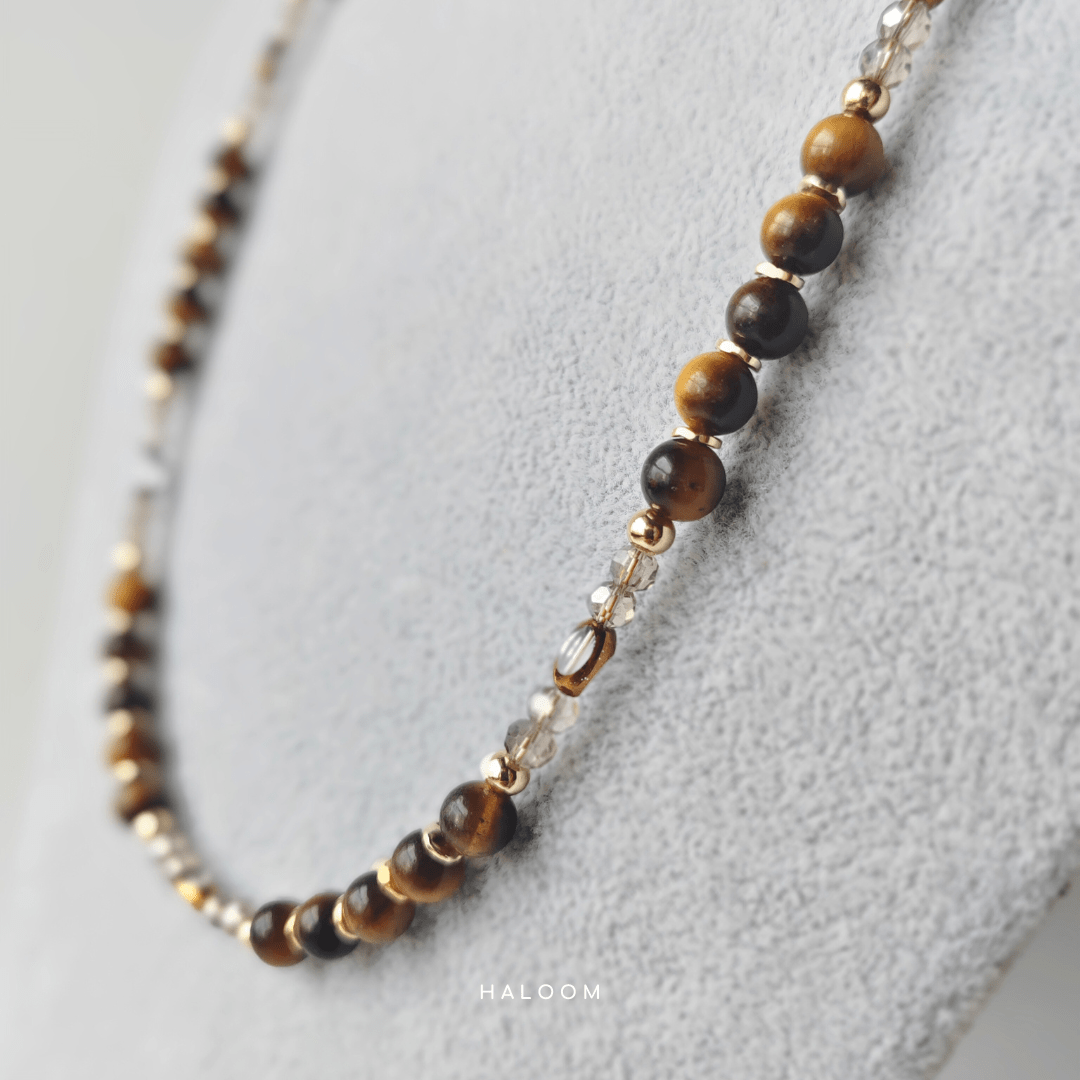 Tiger’s eye and crystal multiuse necklace & dokoh set
