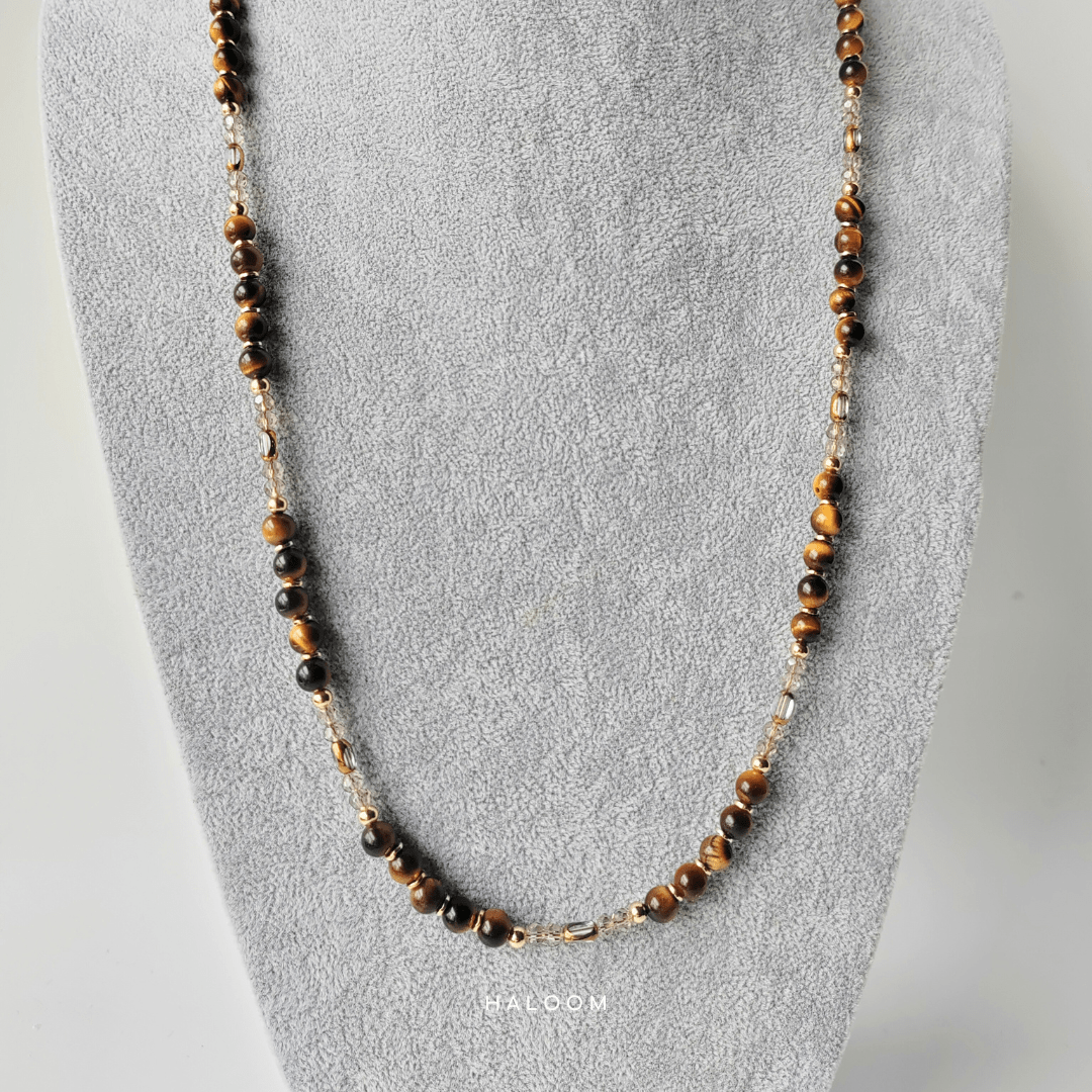 Tiger’s eye and crystal multiuse necklace & dokoh set