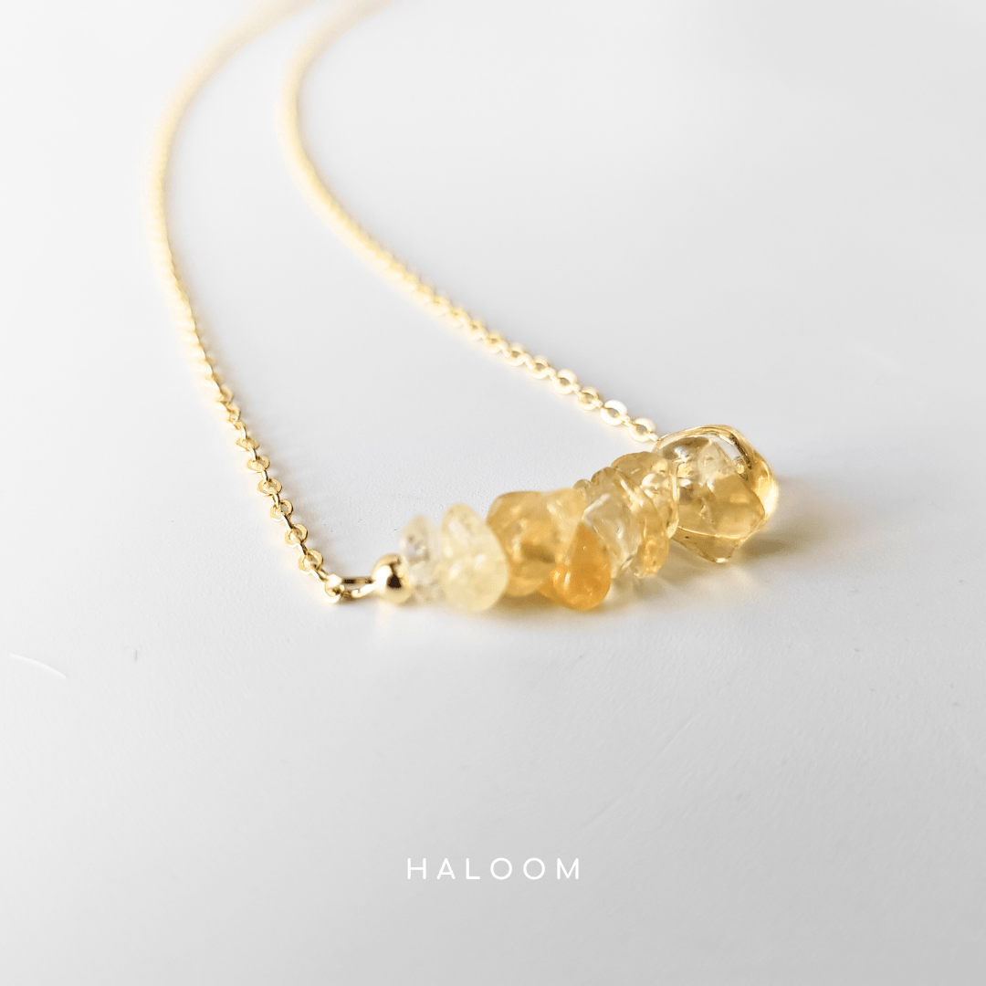 Raw citrine bar necklace