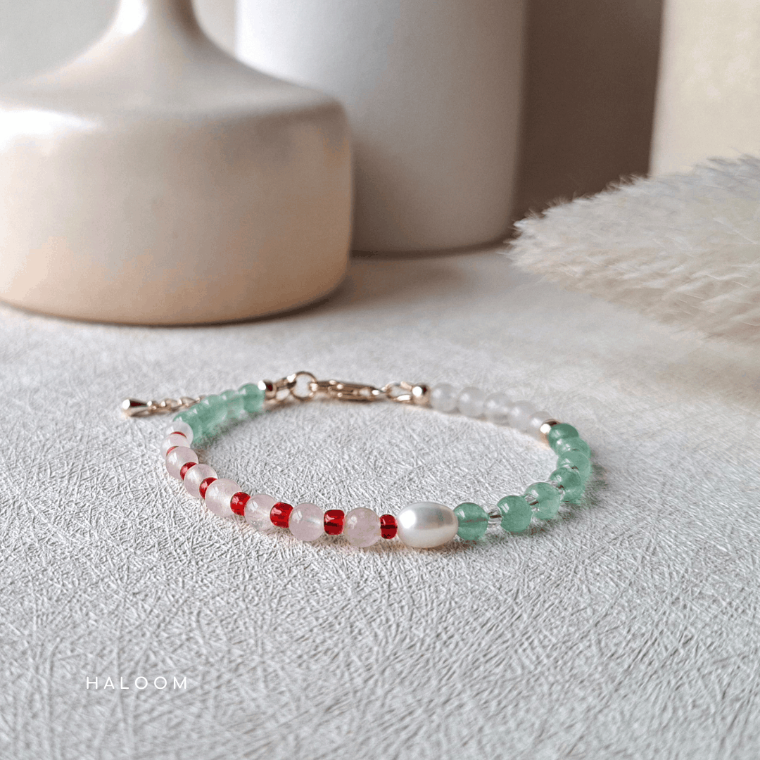 Lucky in Love | Green aventurine + rose quartz bracelet