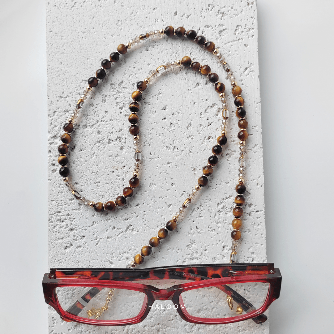Tiger’s eye and crystal multiuse necklace & dokoh set