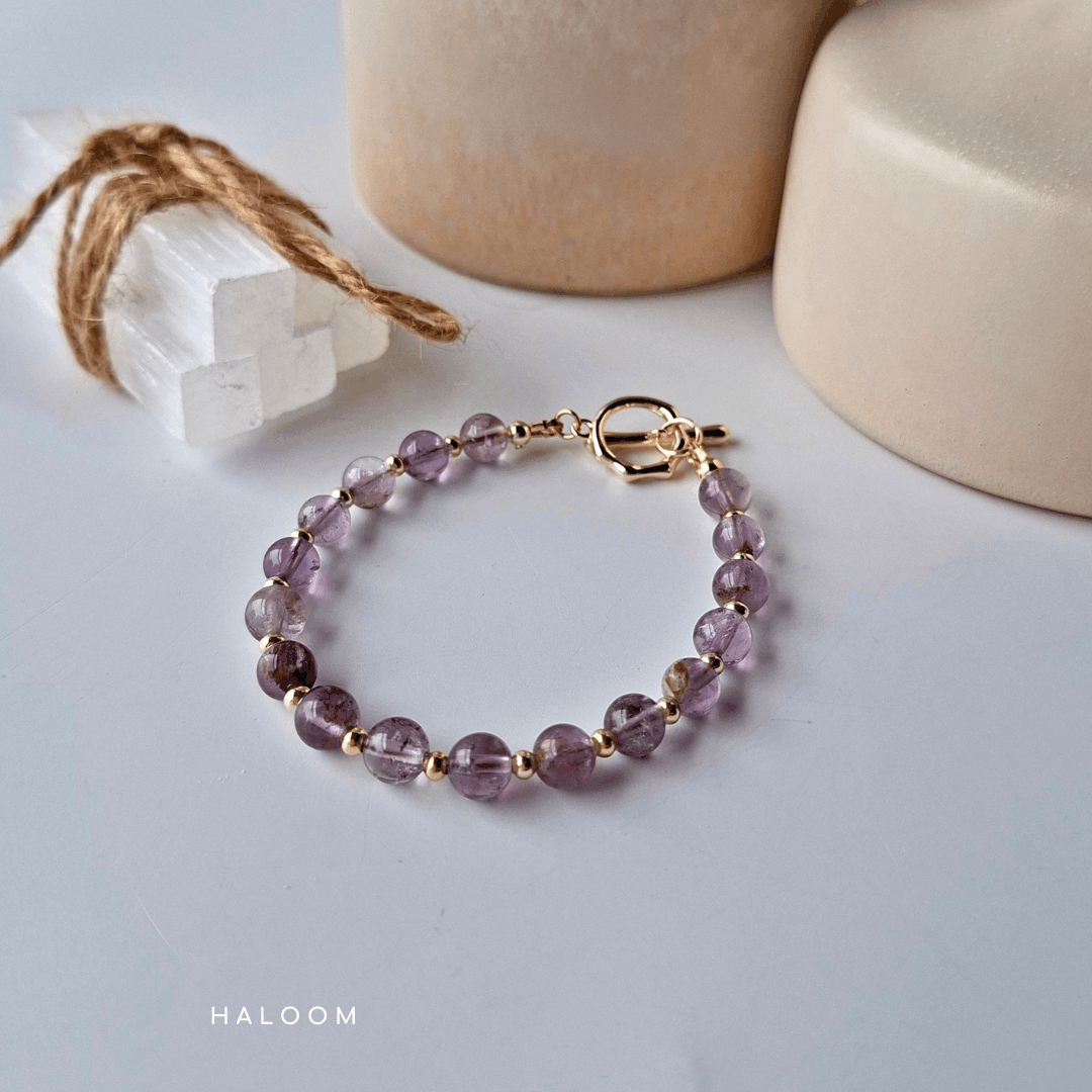 Purple Phantom Quartz Bracelet for Growth, Clarity & New Beginnings