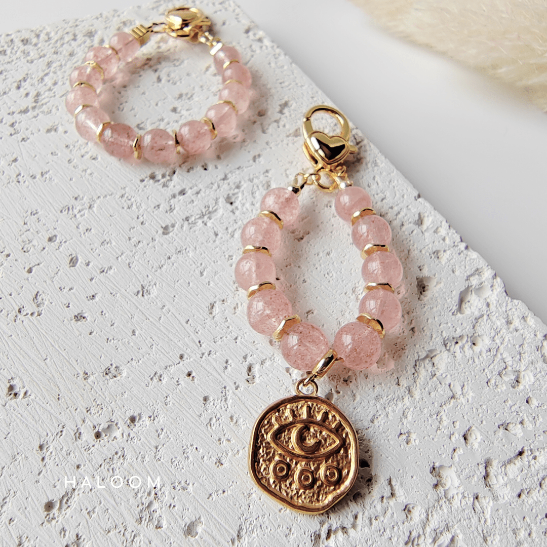 Strawberry Quartz intention charm – for joy and emotional renewal