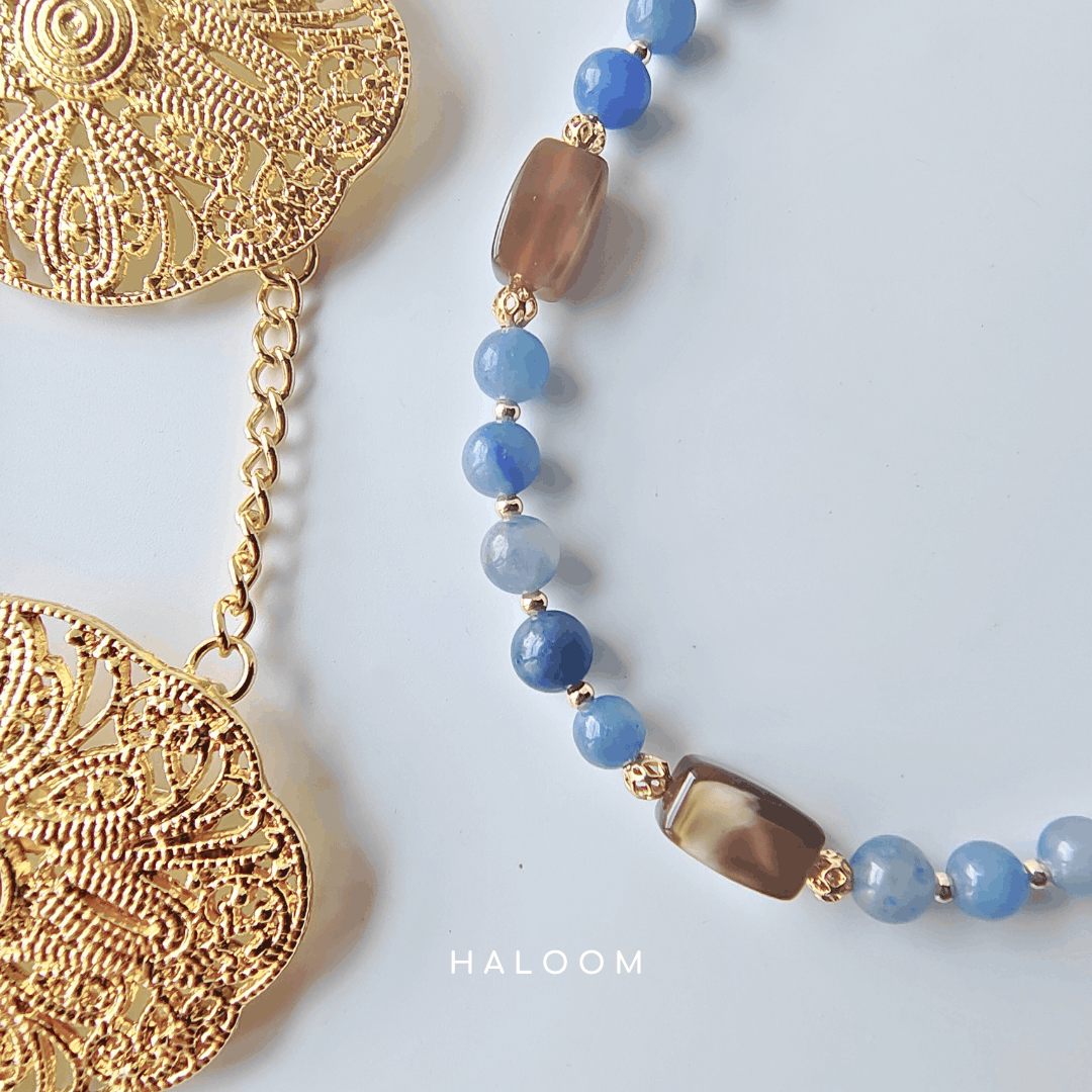 Rantaian Tenang - Blue Aventurine Necklace and Glasses Chain