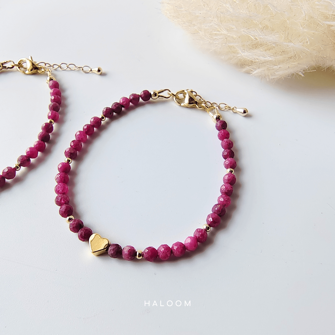Heart Fire – Faceted ruby bracelets
