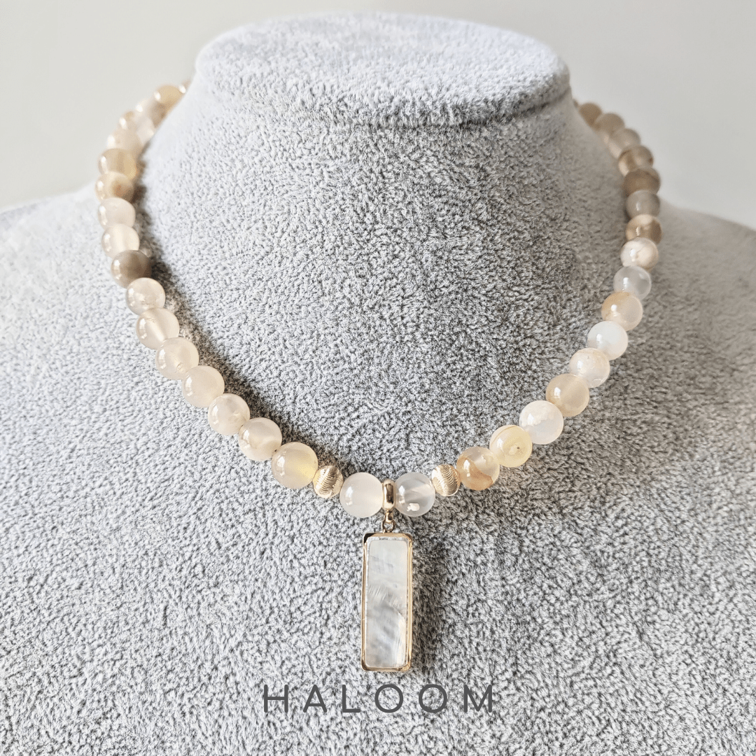 Blush & Bloom sakura agate necklace