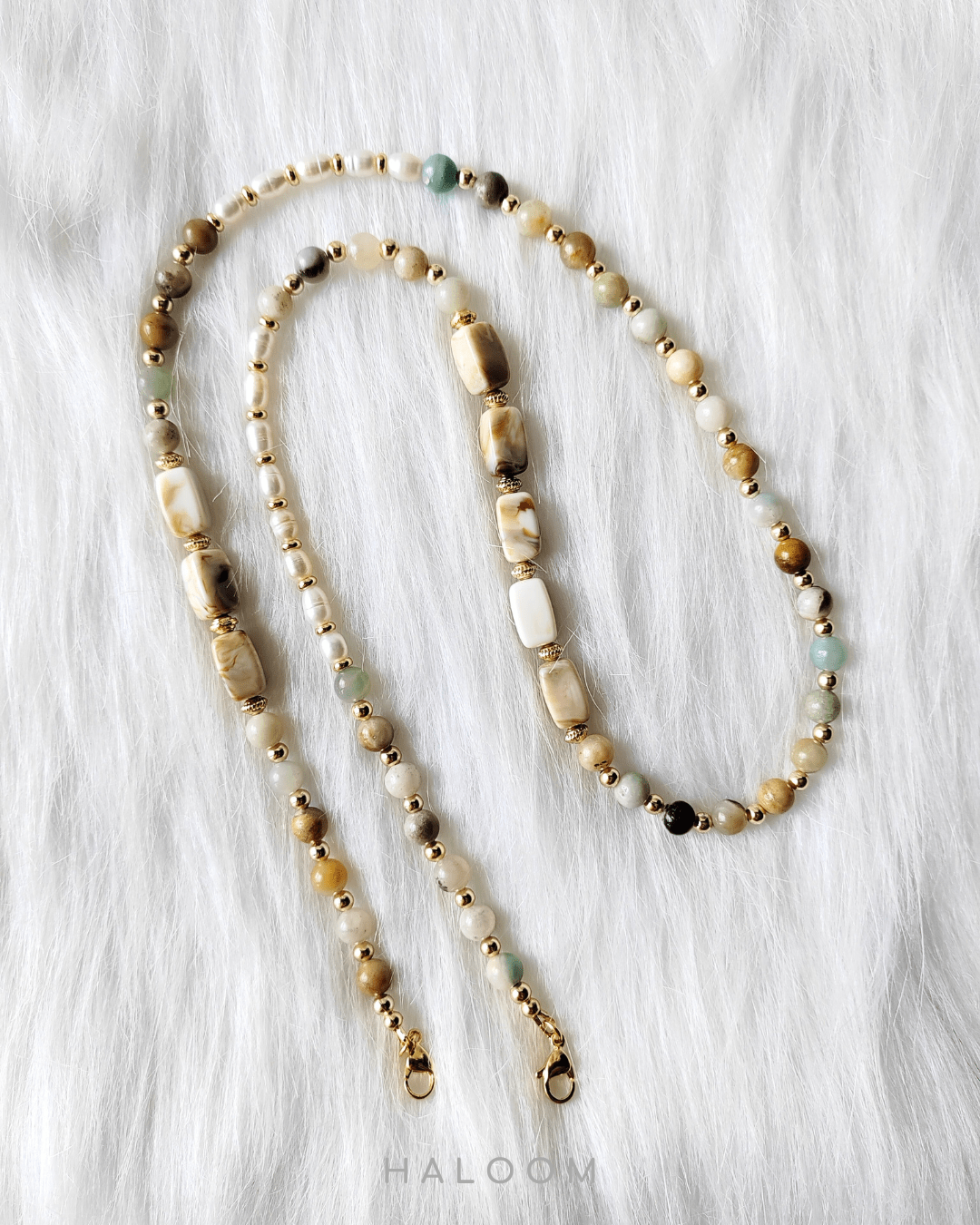 Rantaian Bicara - Rantai kalung dan cermin mata Amazonite