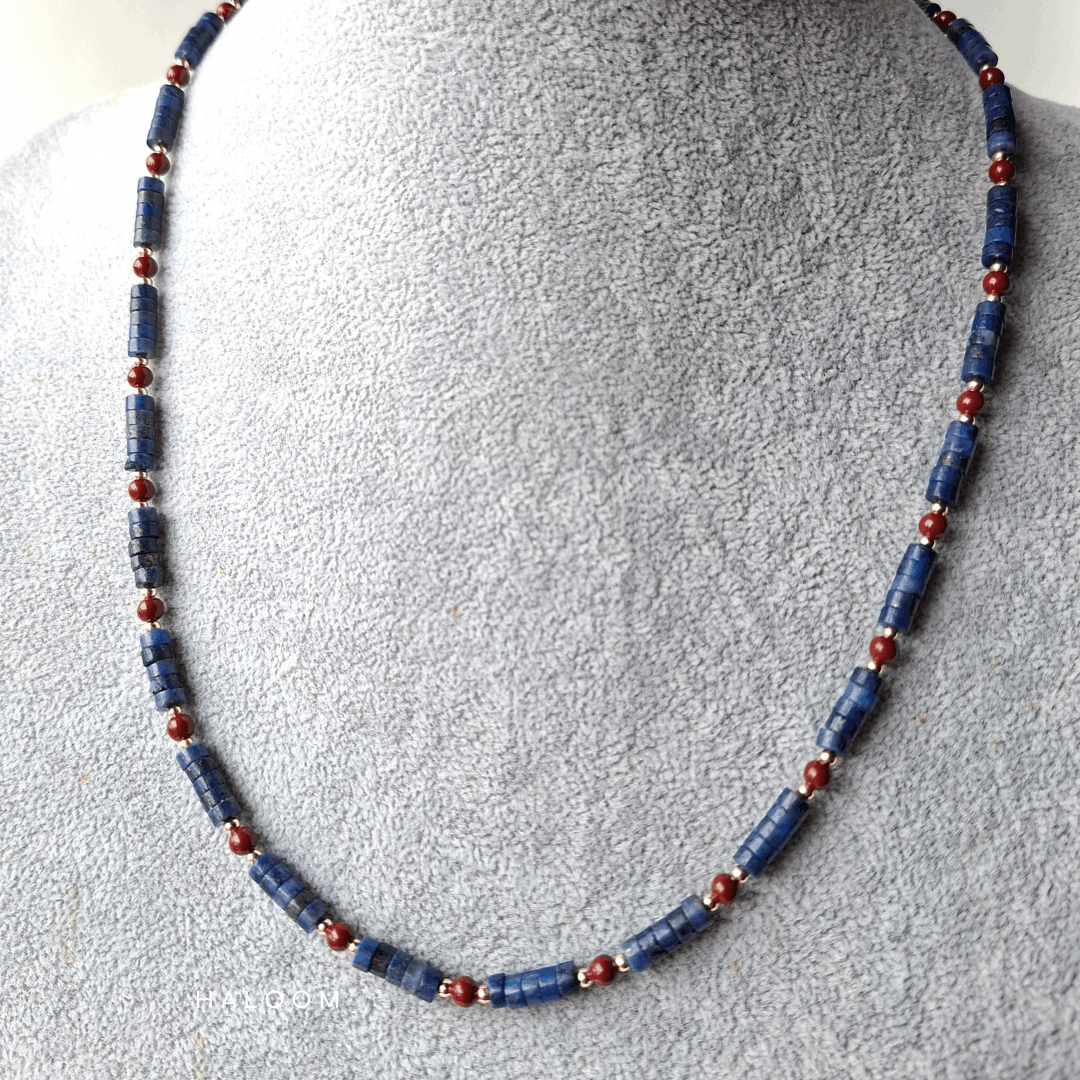 Vitality & Clarity | Cinnabar and Lapis Lazuli Necklace