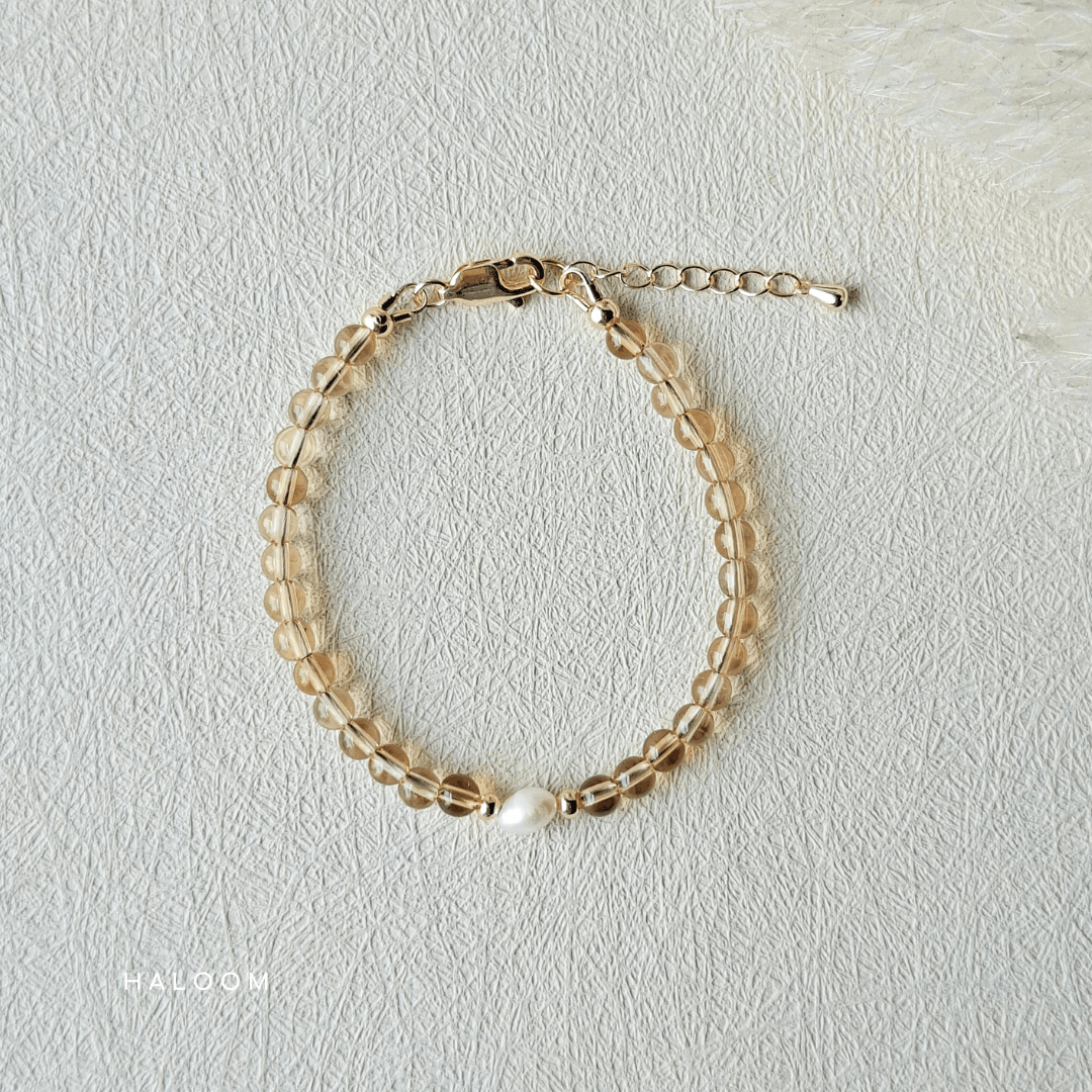 Citrine bracelet 4mm with pearl