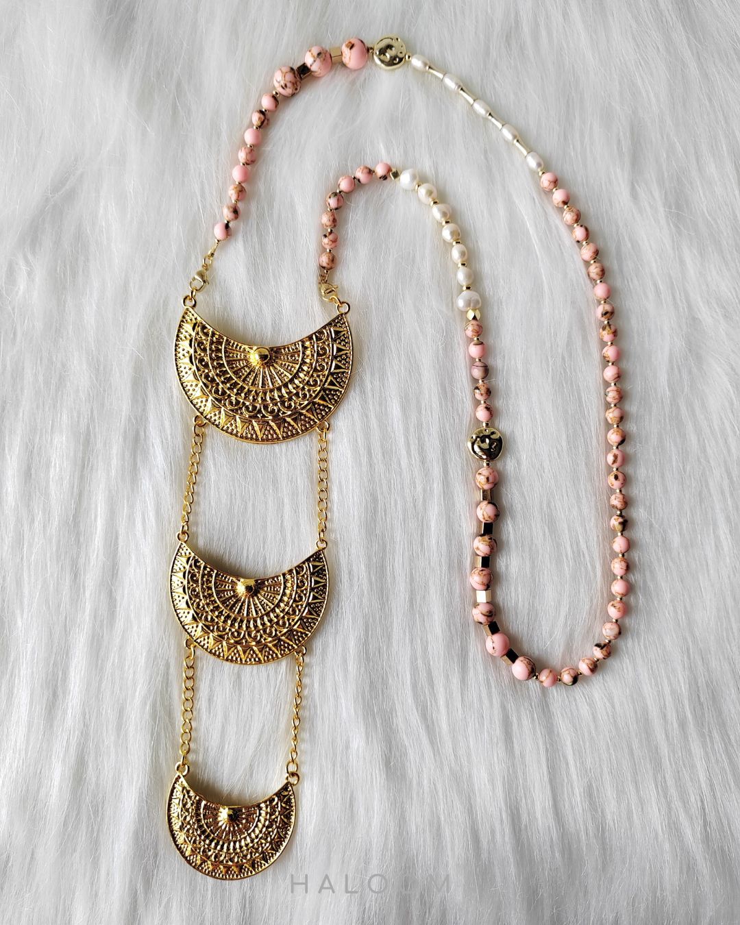 Rantaian Kasih - Pink Shell necklace and glasses chain