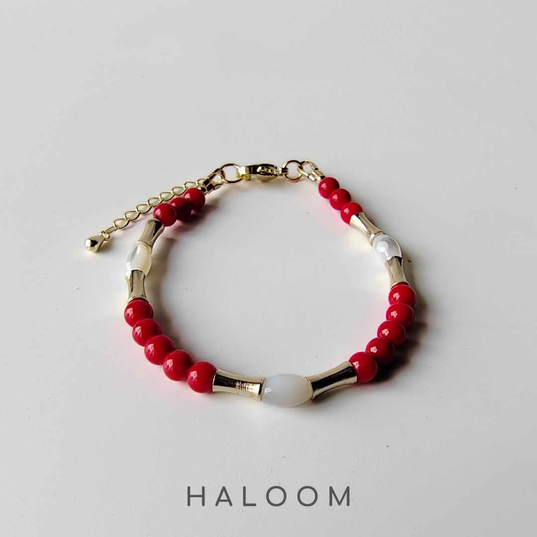 Courageous Heart bracelet with shell spacers
