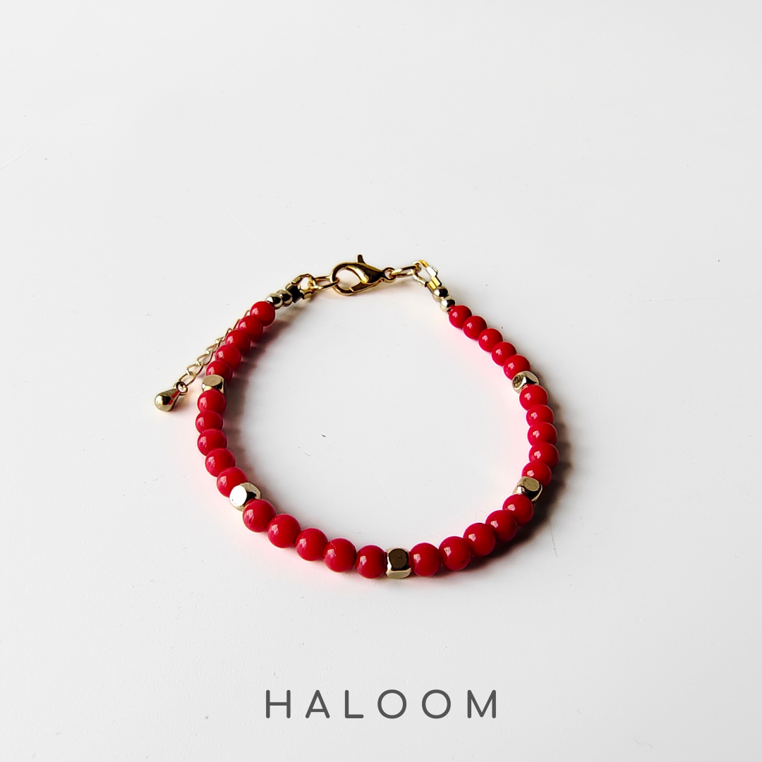 Courageous Heart Red Coral bracelet & earrings set