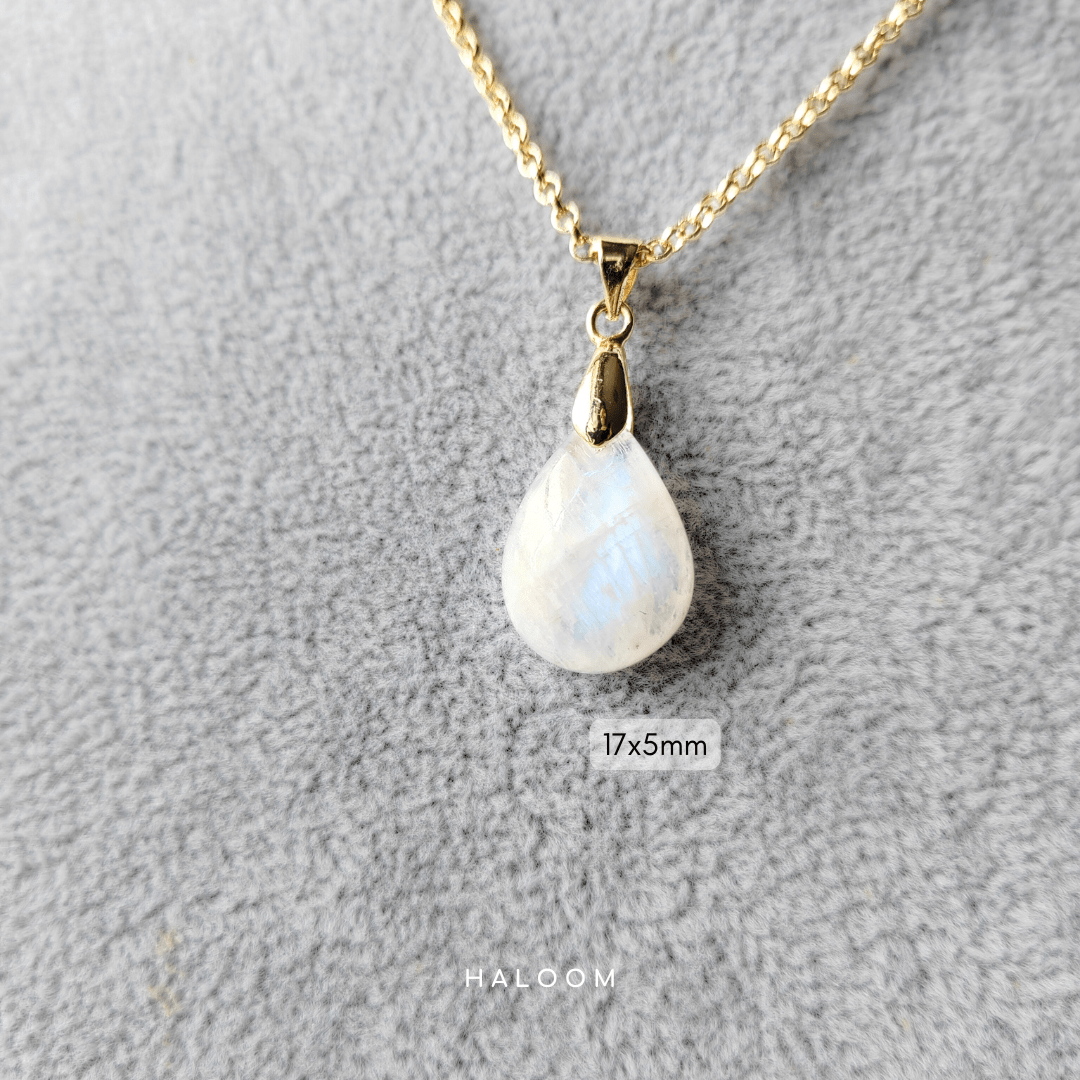 Rainbow moonstone teardrop necklace
