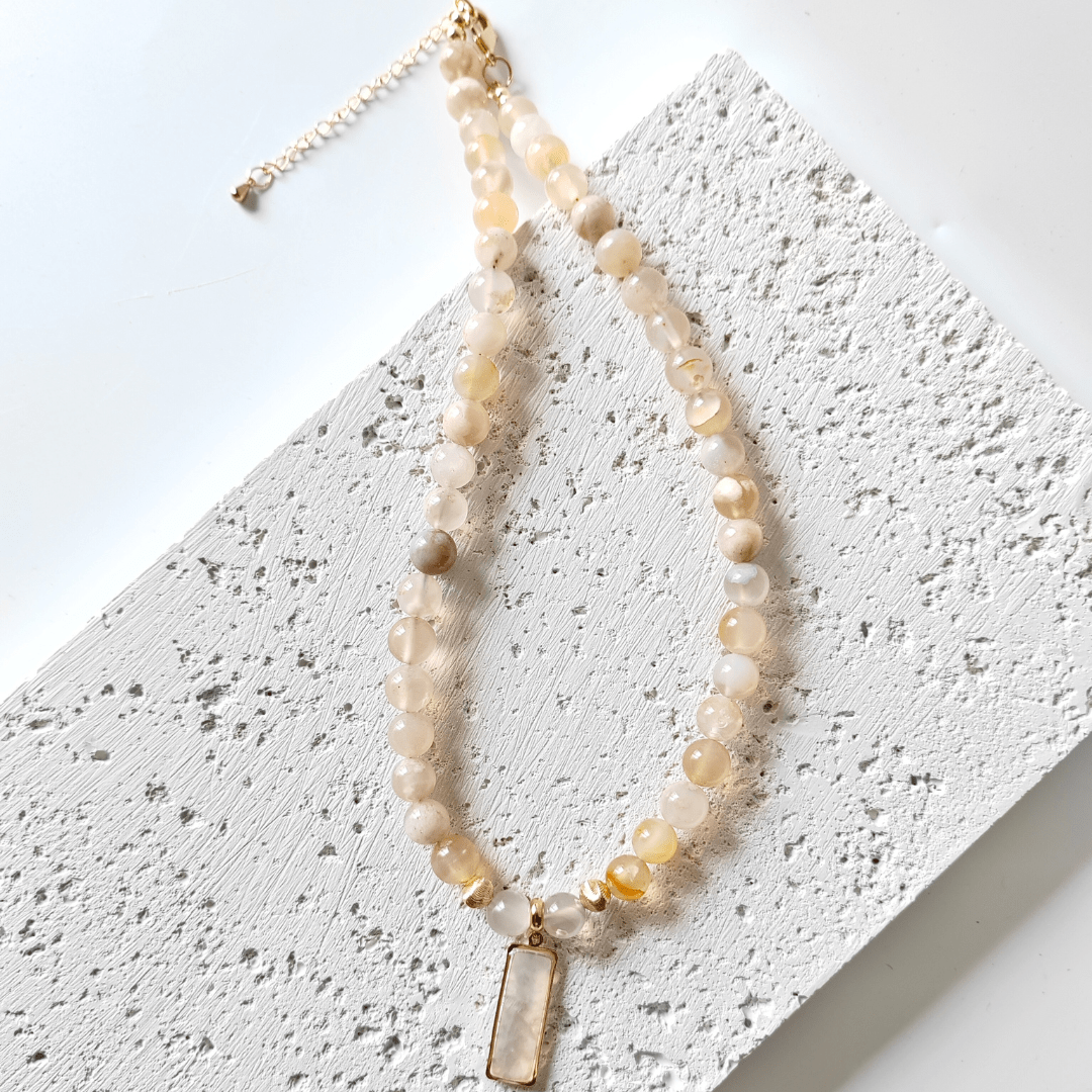 Blush & Bloom sakura agate necklace