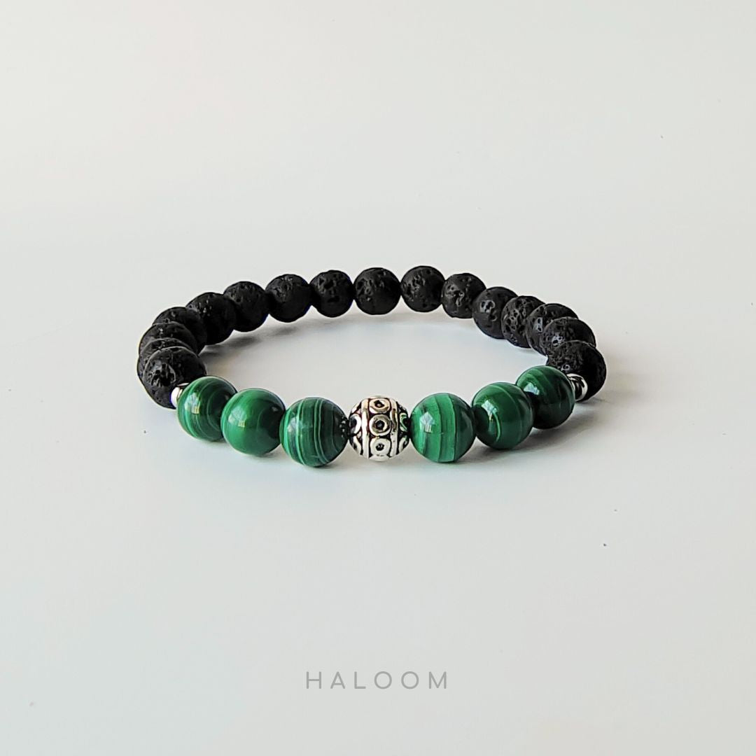 Power & Transformation malachite bracelet for men (8mm)