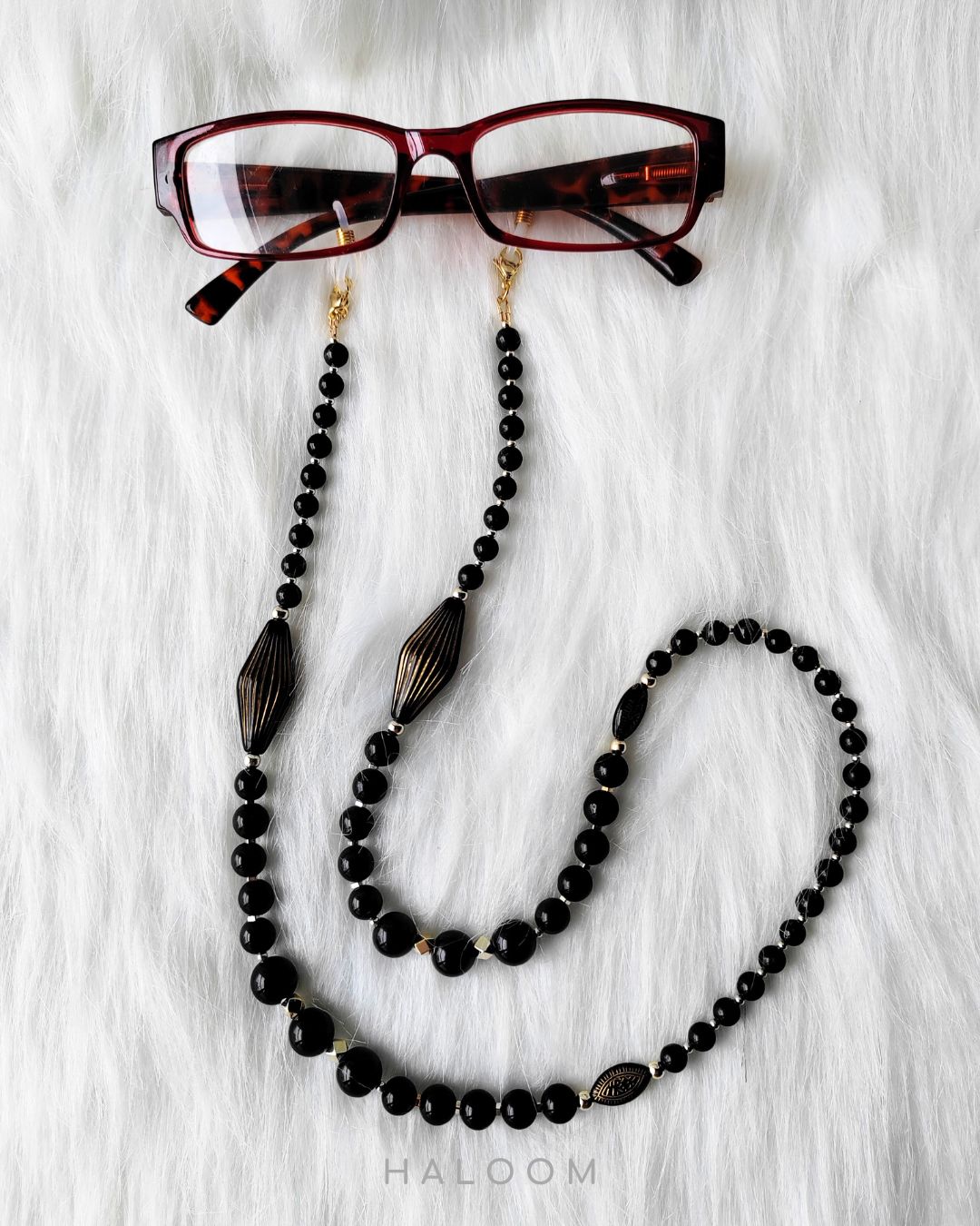 Rantaian Teduh - Black Jade necklace and glasses chain
