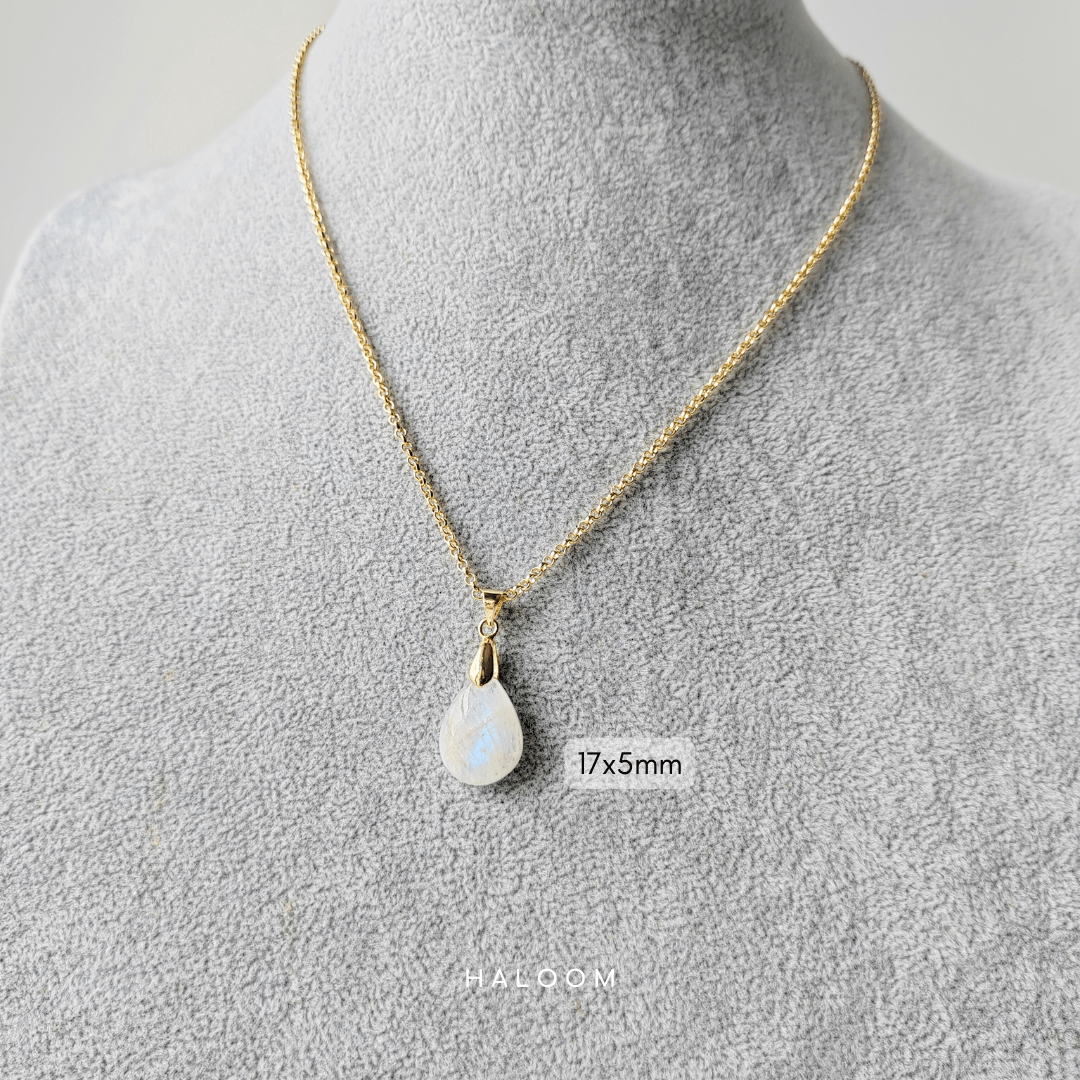 Rainbow moonstone teardrop necklace
