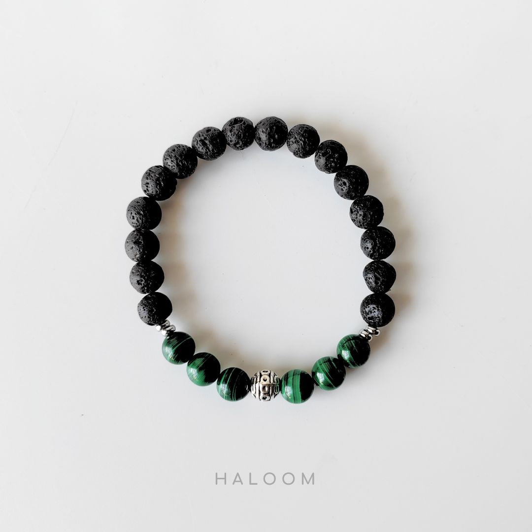 Power & Transformation malachite bracelet for men (8mm)