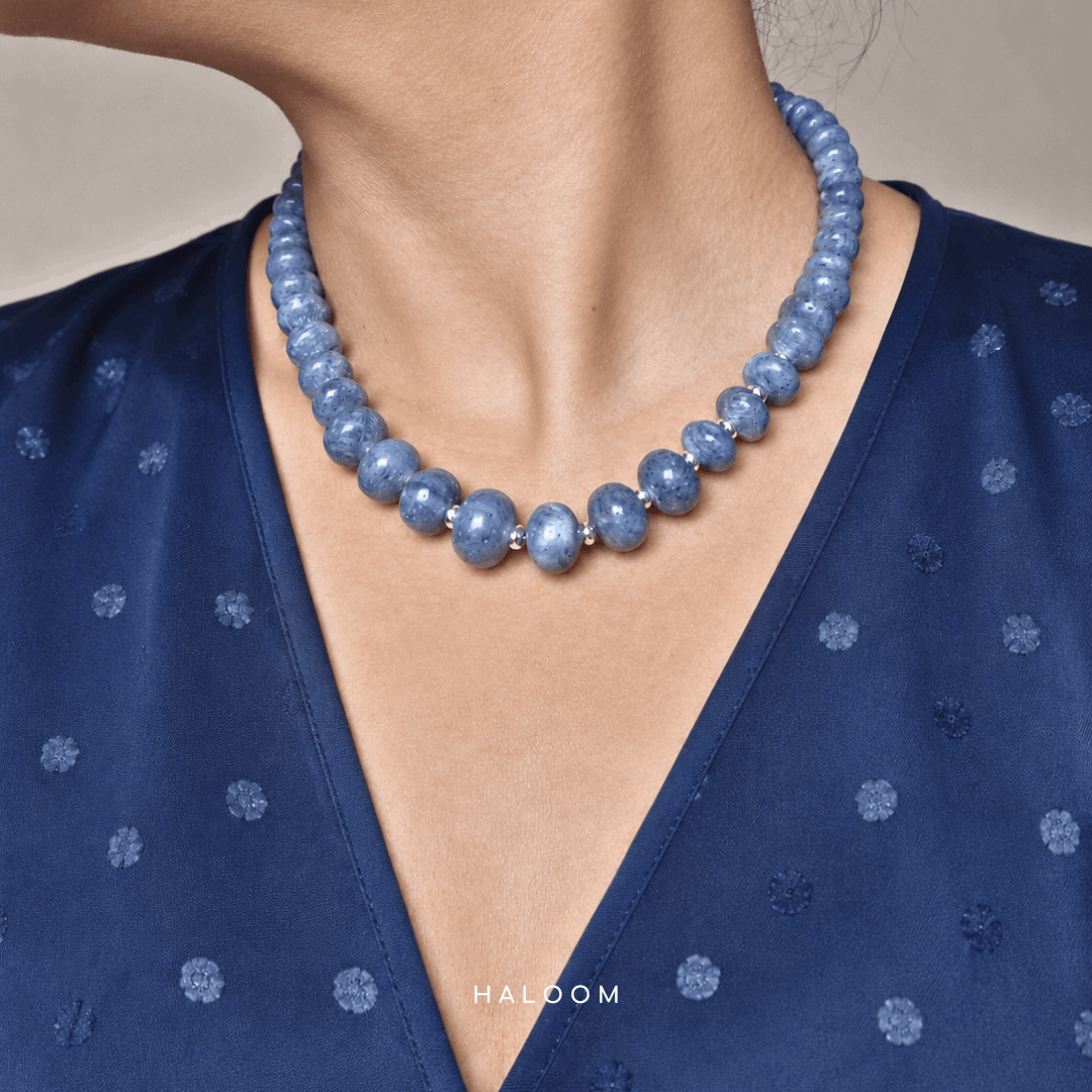 The Serenity Strand | Blue coral necklace