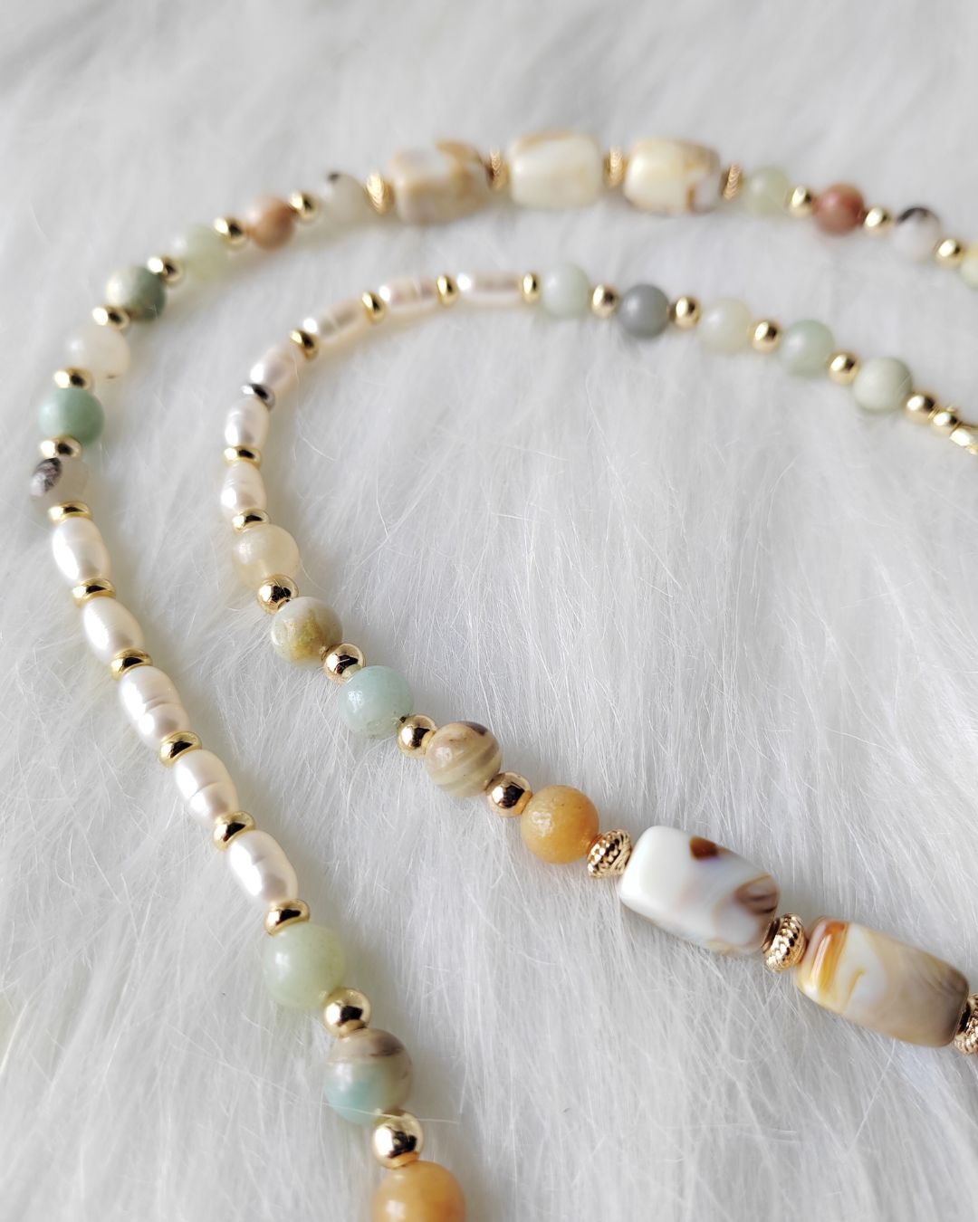 Rantaian Bicara - Rantai kalung dan cermin mata Amazonite