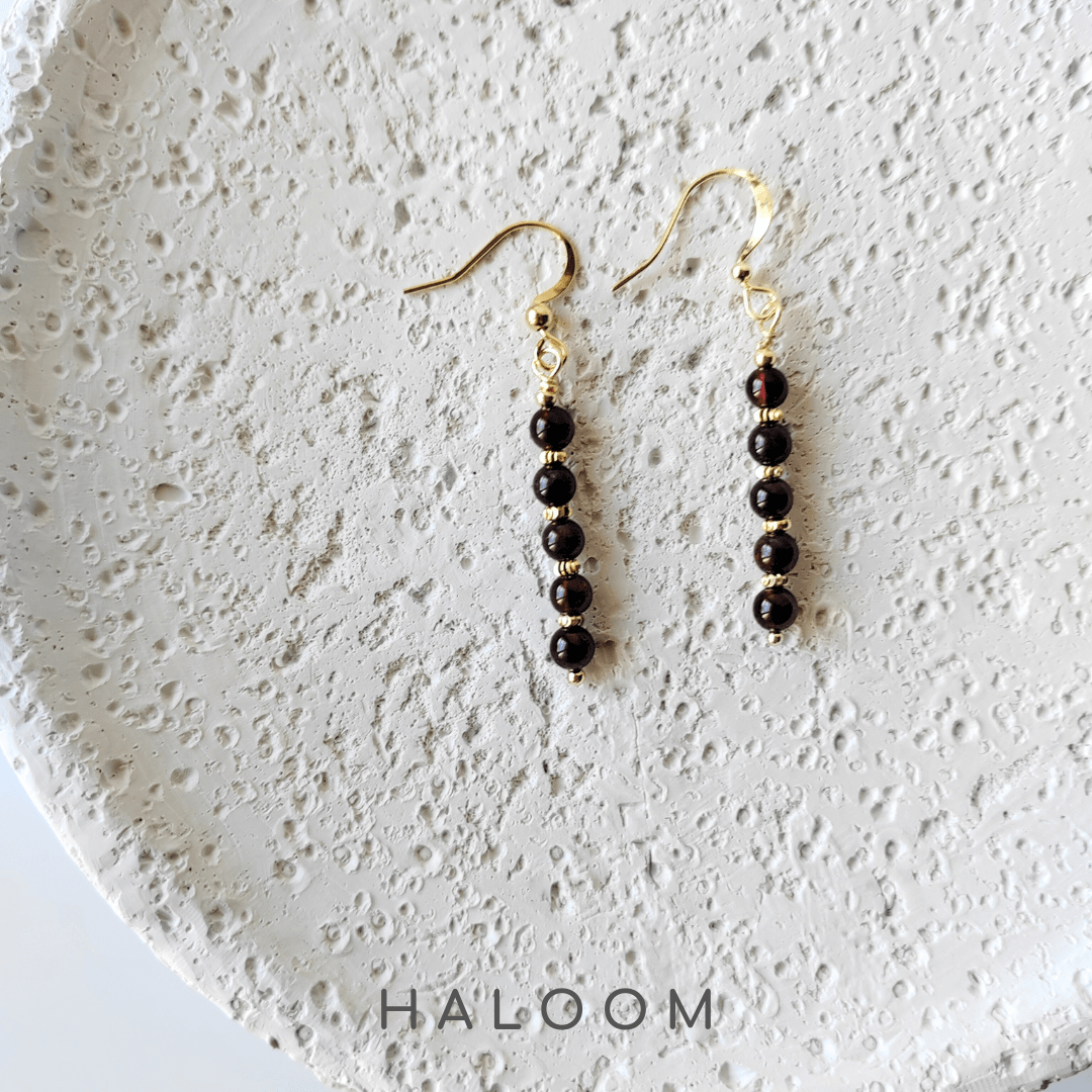 Garnet bar earrings