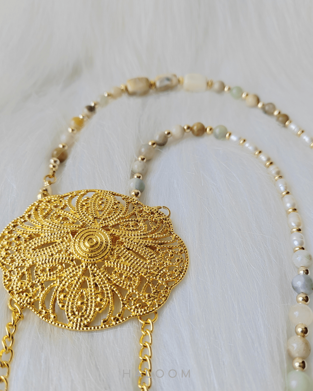 Rantaian Bicara - Rantai kalung dan cermin mata Amazonite