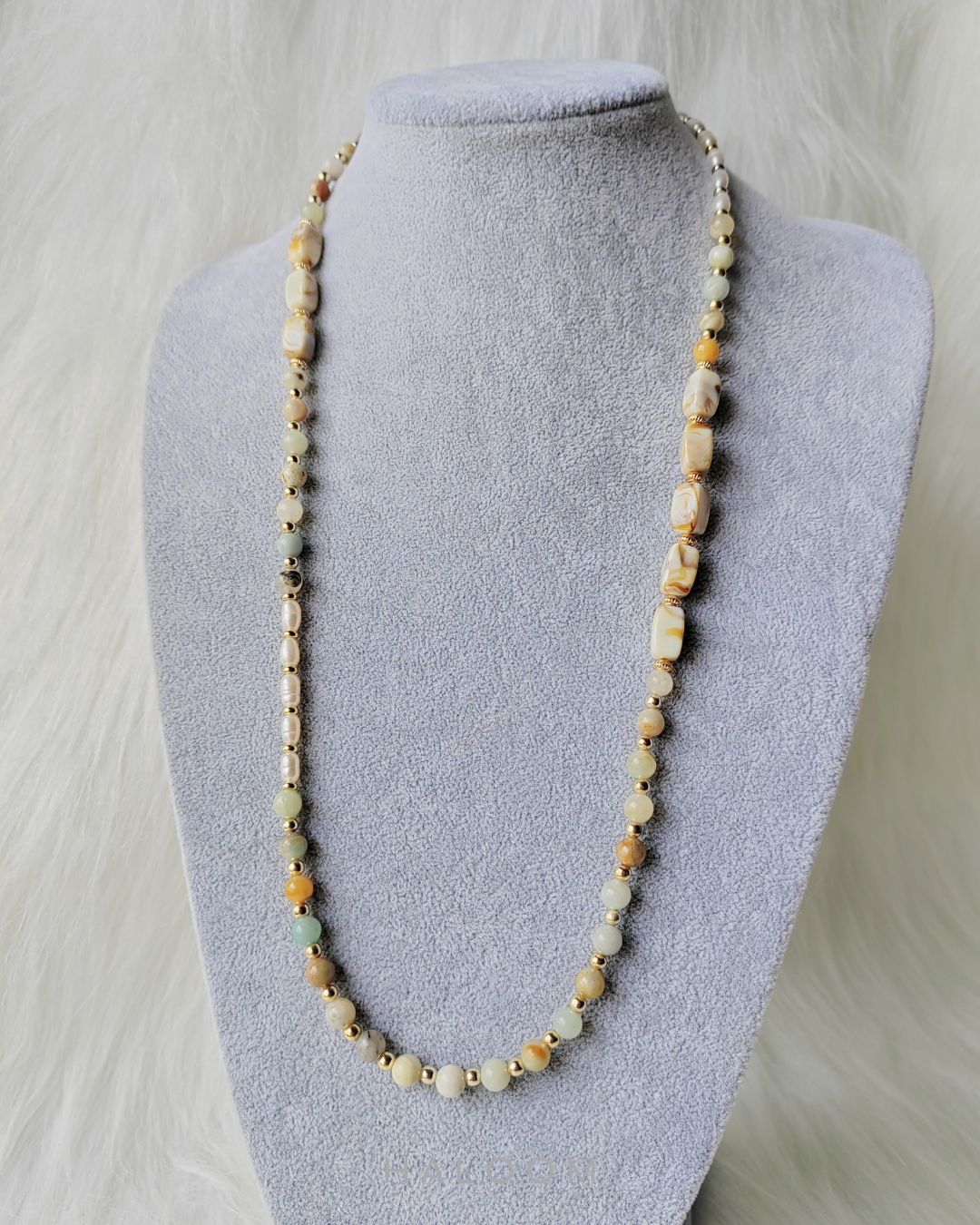 Rantaian Bicara - Rantai kalung dan cermin mata Amazonite