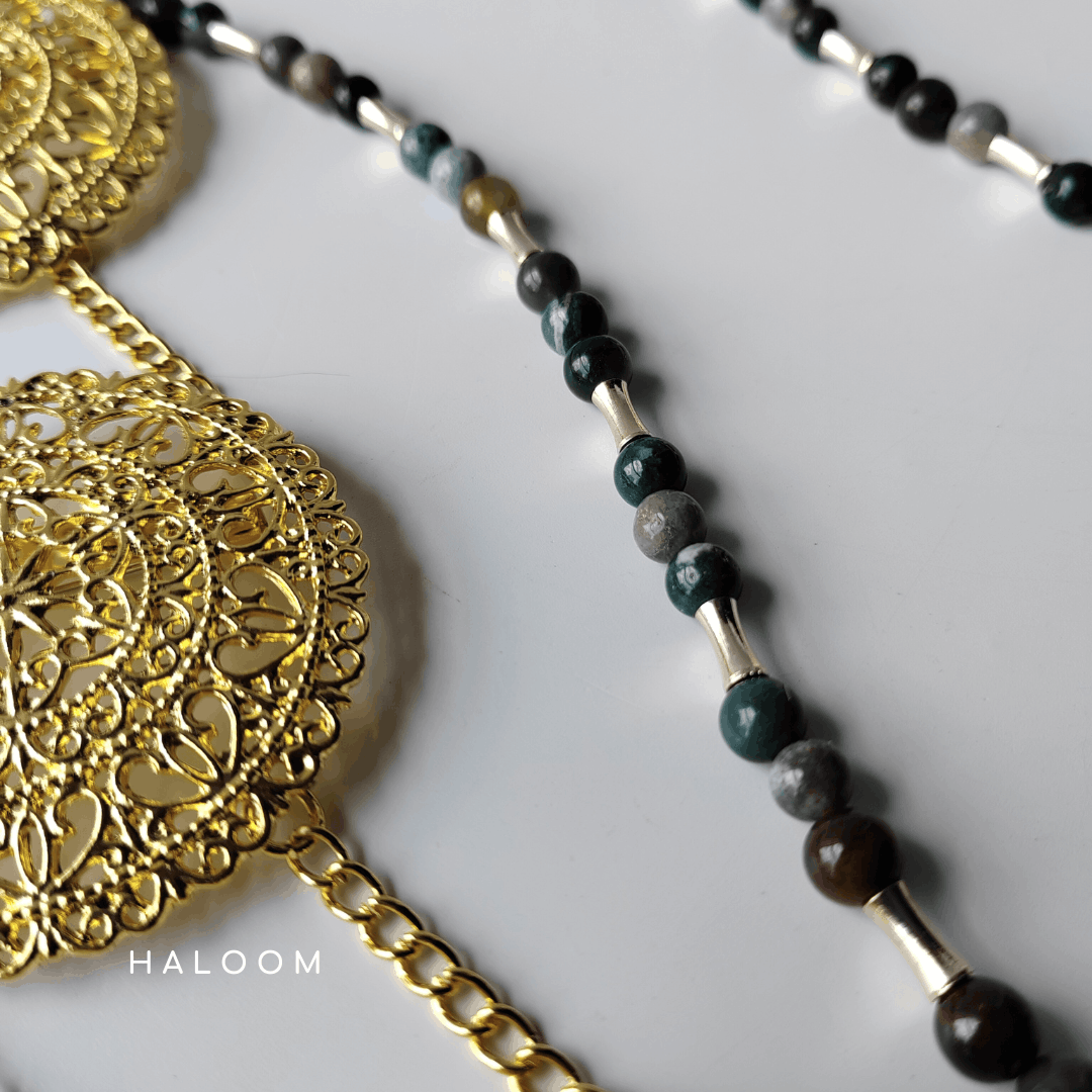 Rantaian Bumi - Indian Agate Necklace and Glasses Chain