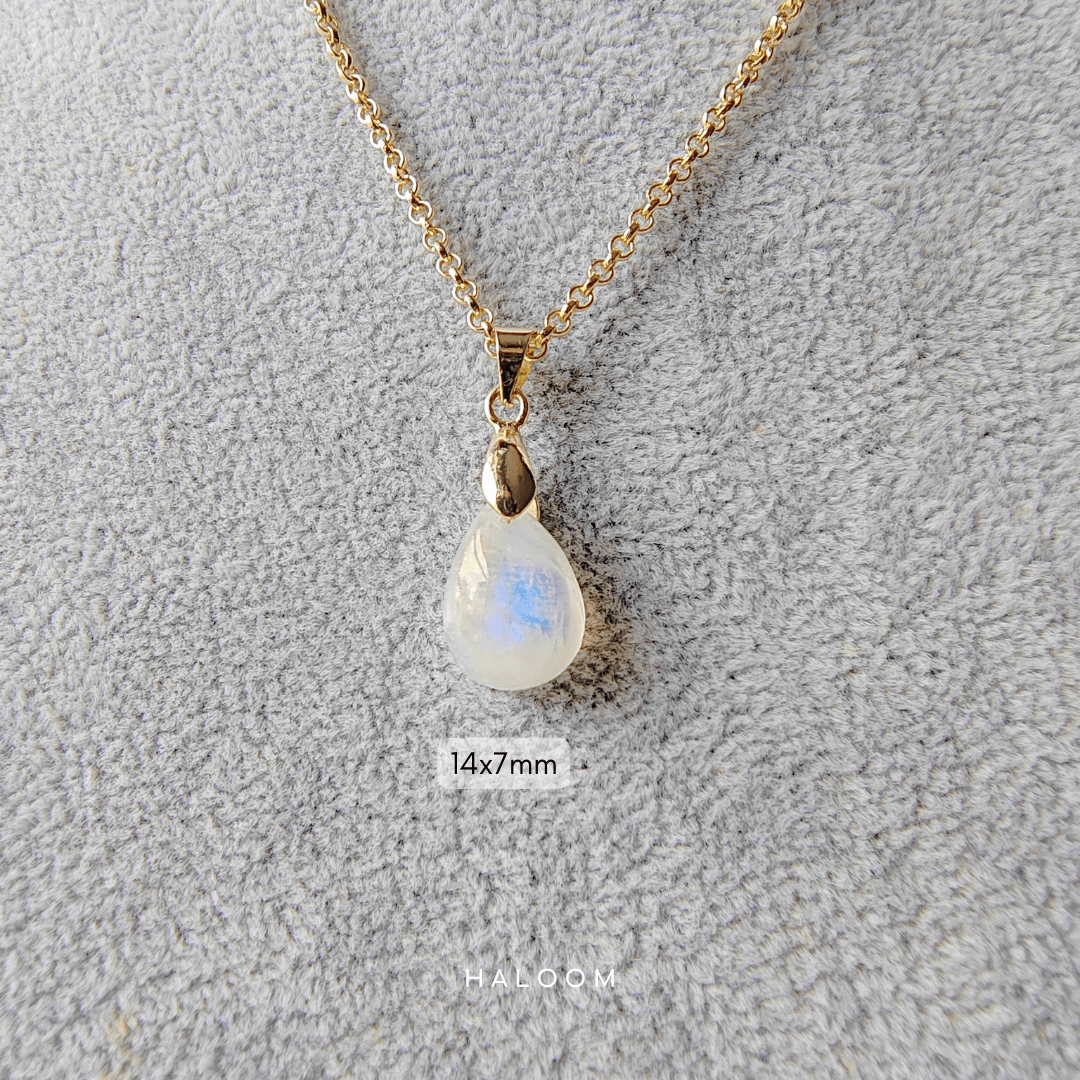 Rainbow moonstone teardrop necklace