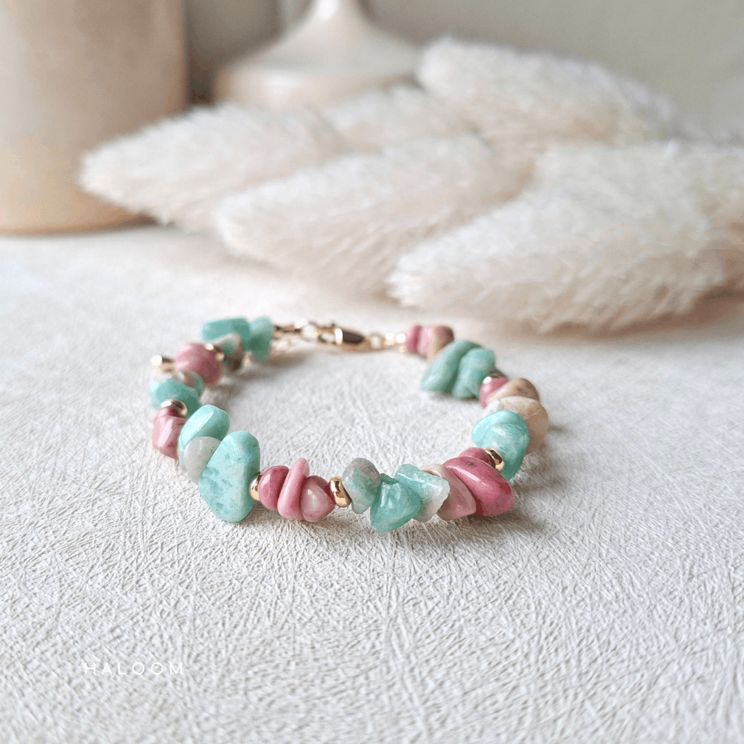 Heart & Voice | Amazonite and Rhodochrosite chip bracelet