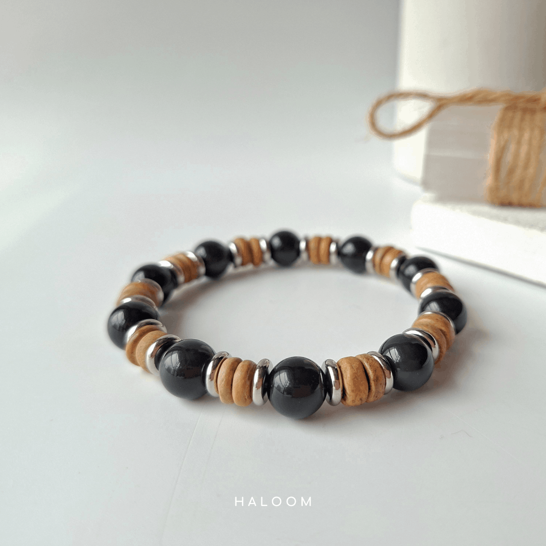 The Shield Bracelet | Black Tourmaline 10mm