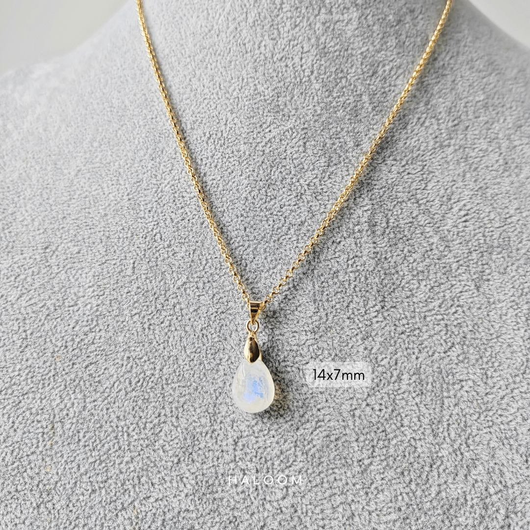 Rainbow moonstone teardrop necklace