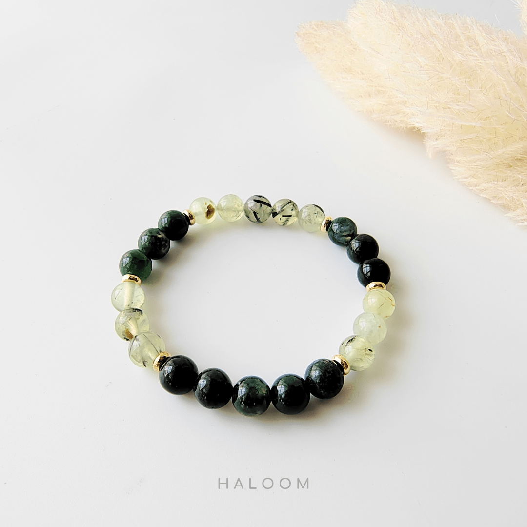 8mm Prehnite and Green Moss Agate Bracelet
