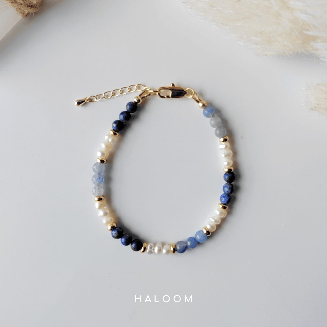 Midnight Clarity Bracelet - Blue Aventurine, Lapis Lazuli & Pearl