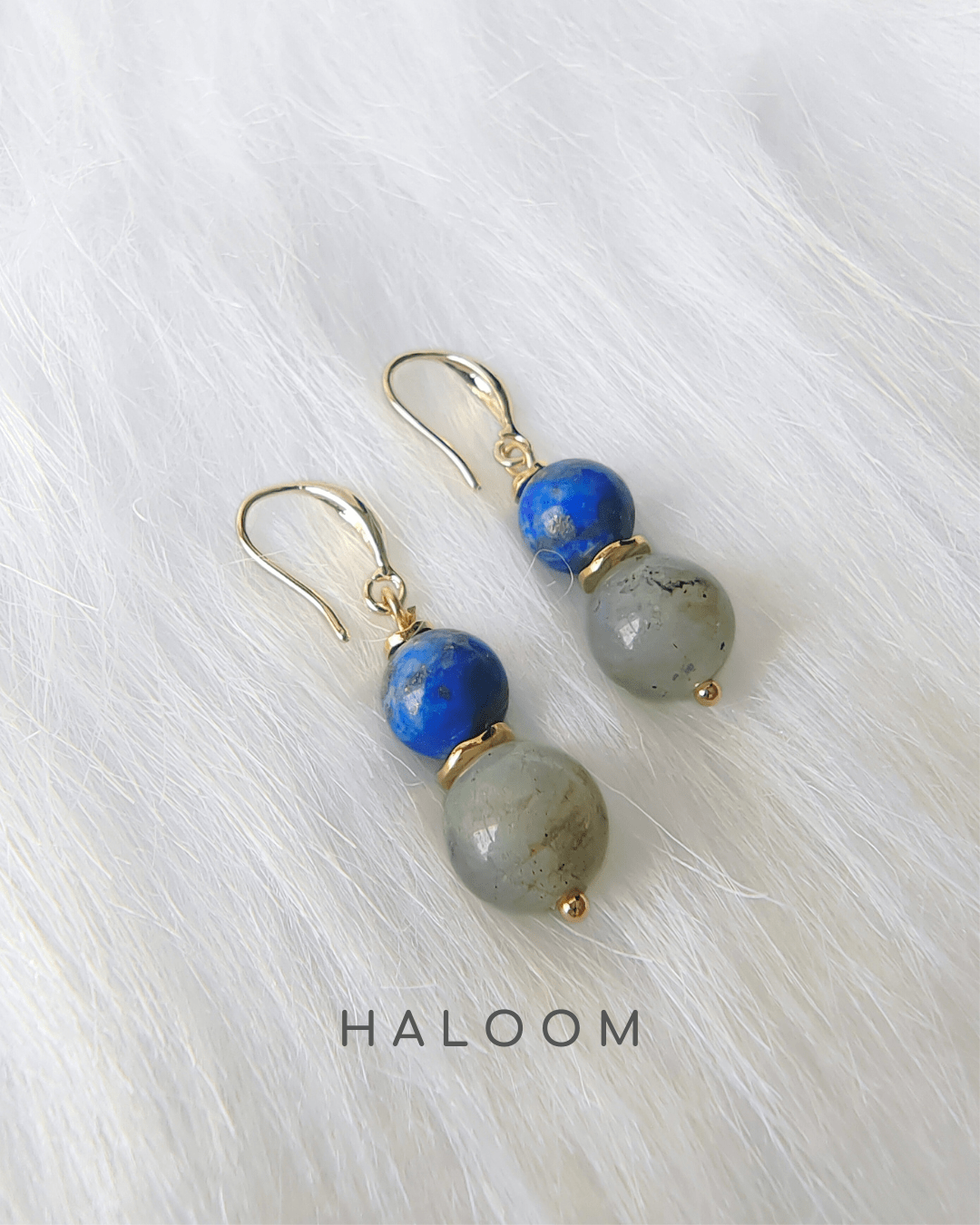 Anting lapis lazuli dan labradorit Suara Tanpa Ketakutan