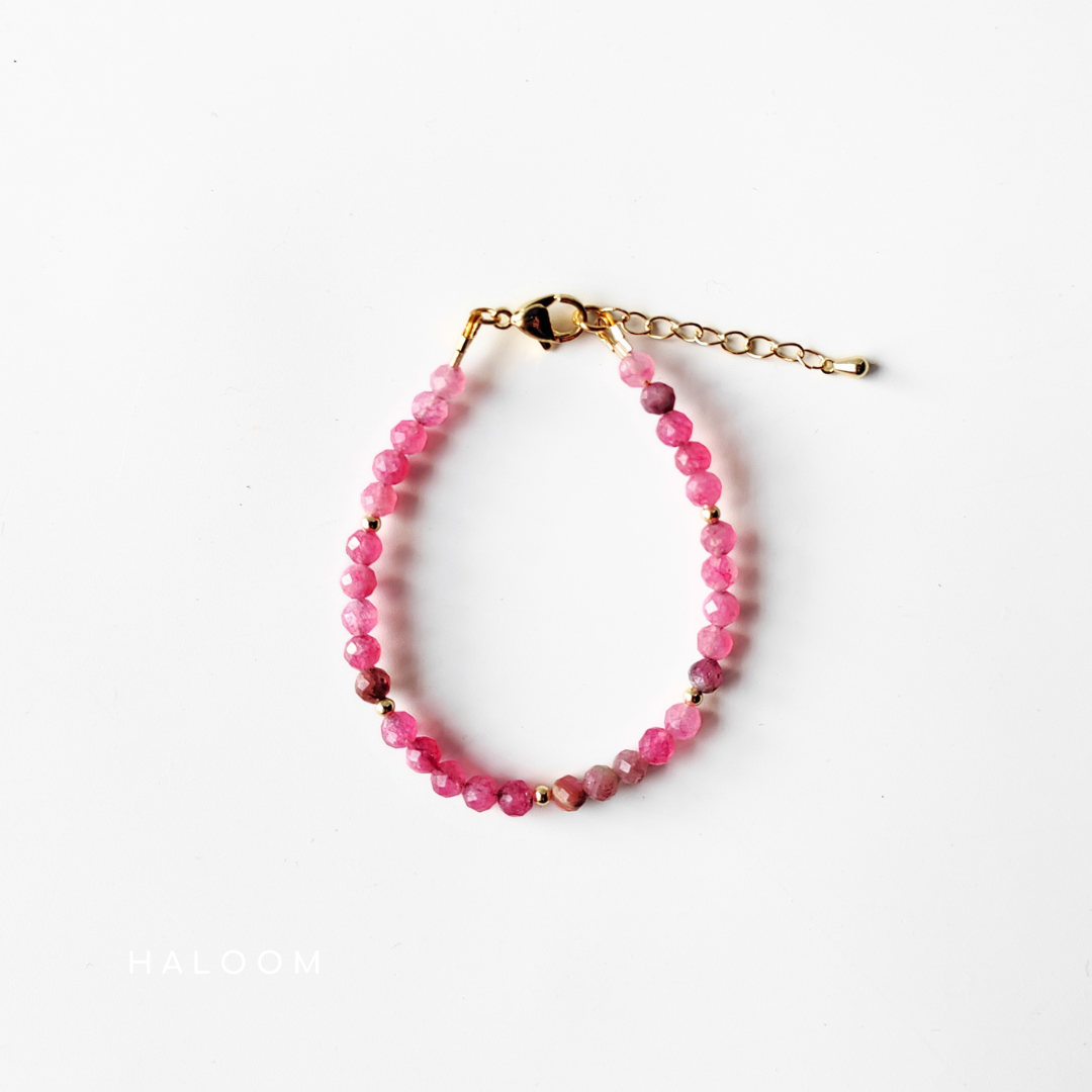 Faceted pink tourmaline bracelet 4mm