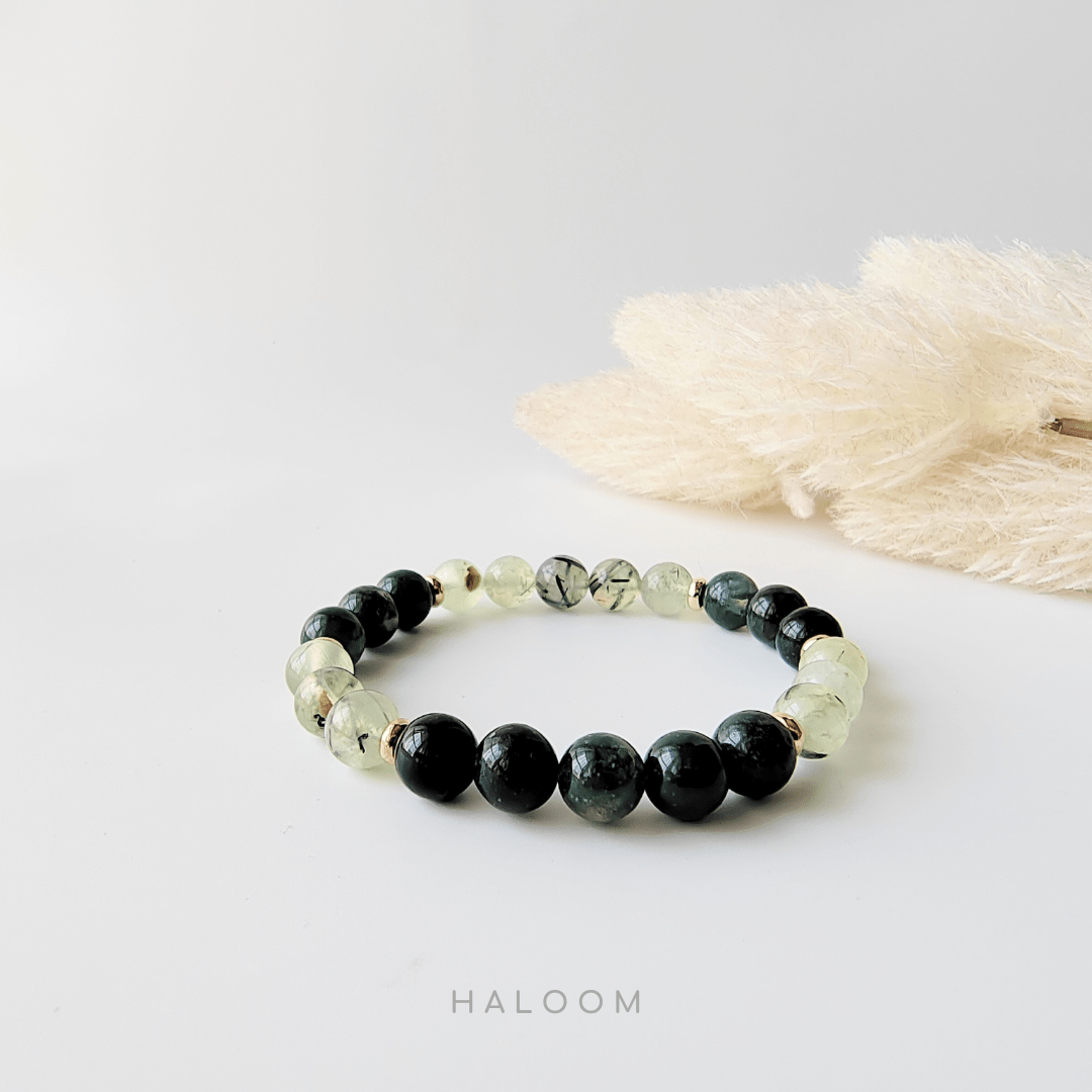 8mm Prehnite and Green Moss Agate Bracelet