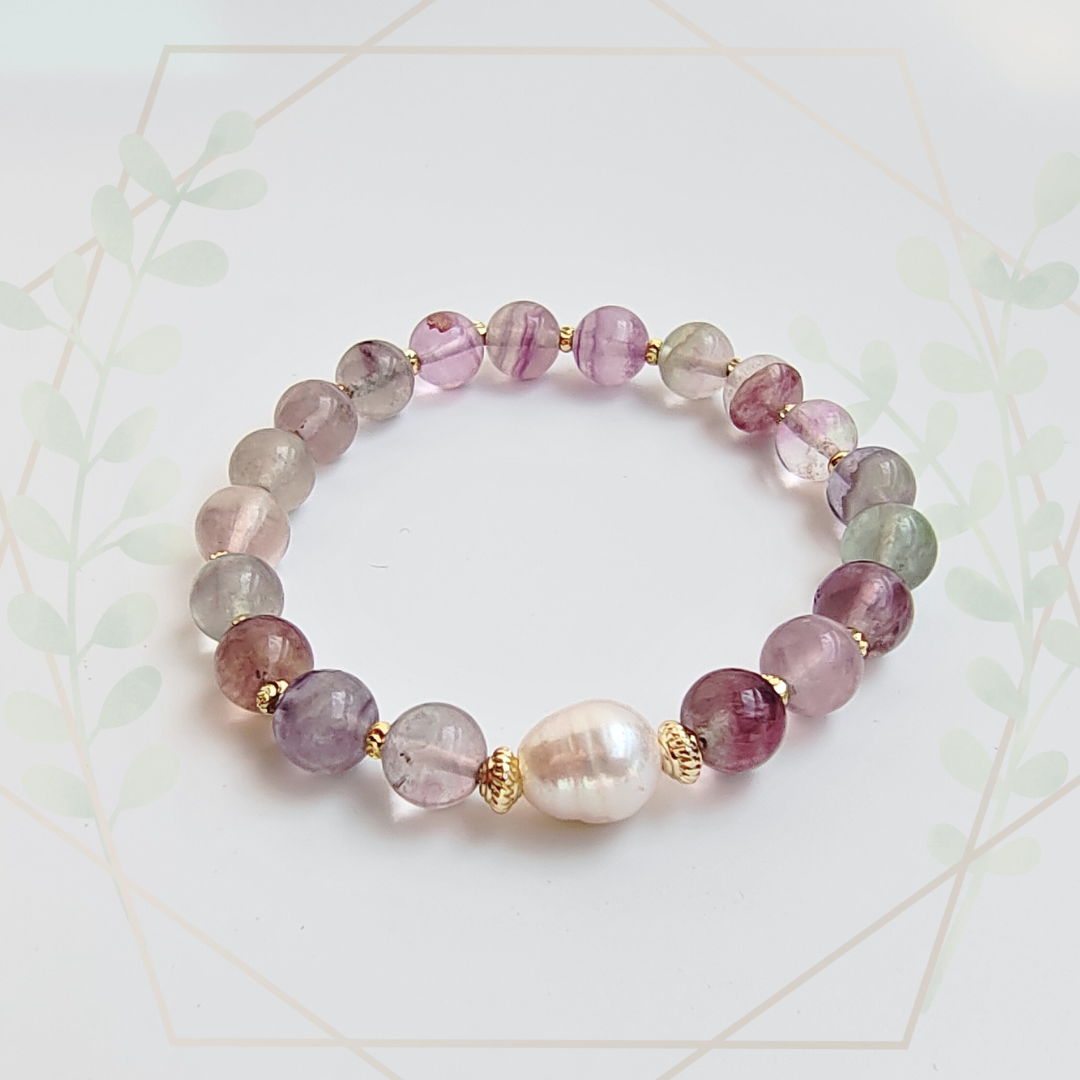 Chakra Cleansing – Fluorite & Pearl Bracelet
