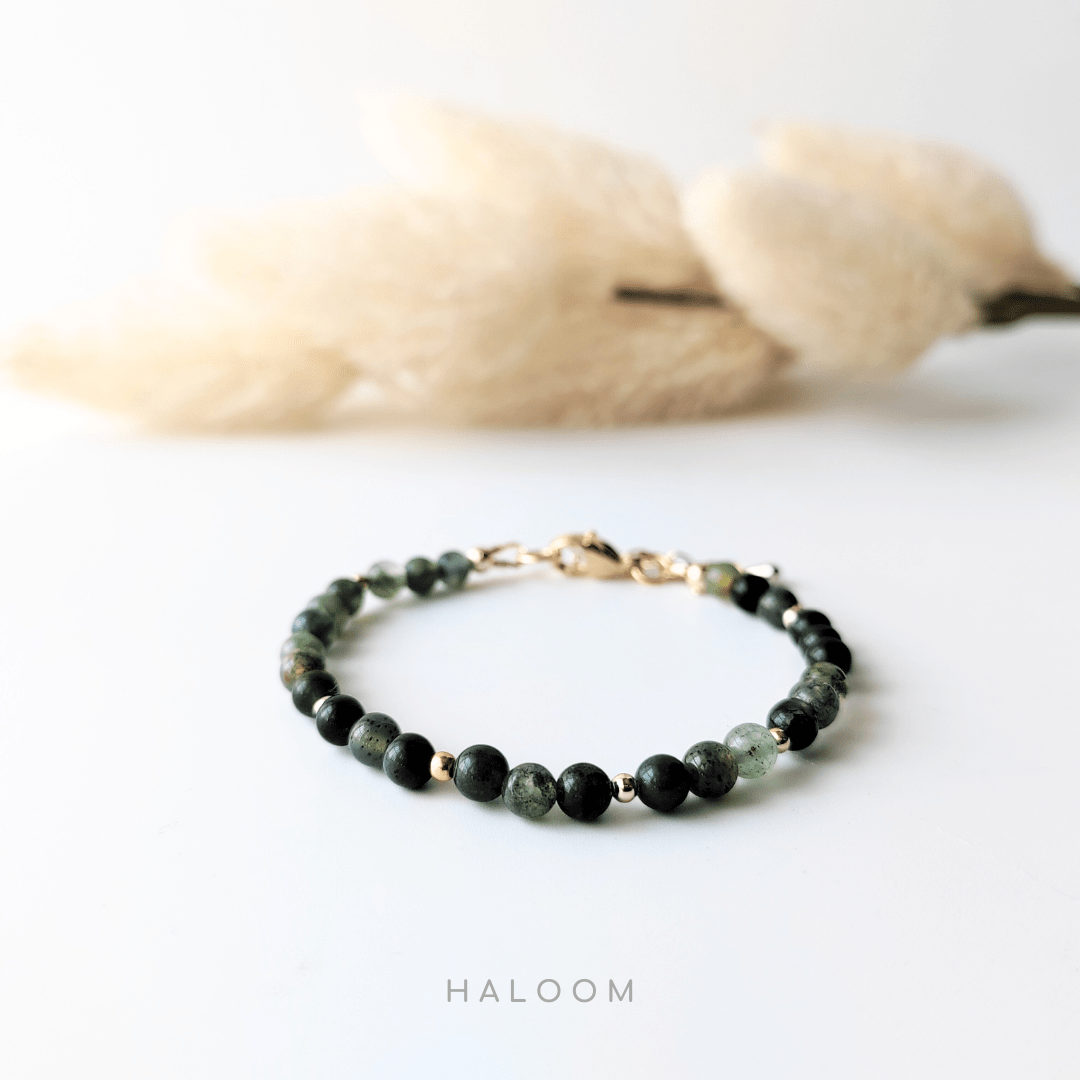 Gelang batu akik lumut hijau (4mm)