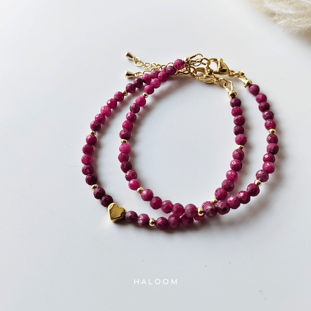 Heart Fire – Faceted ruby bracelet