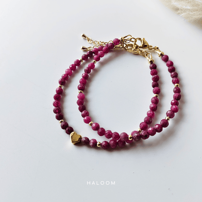 Heart Fire – Faceted ruby bracelets