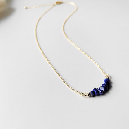 Focus lapis lazuli necklace.