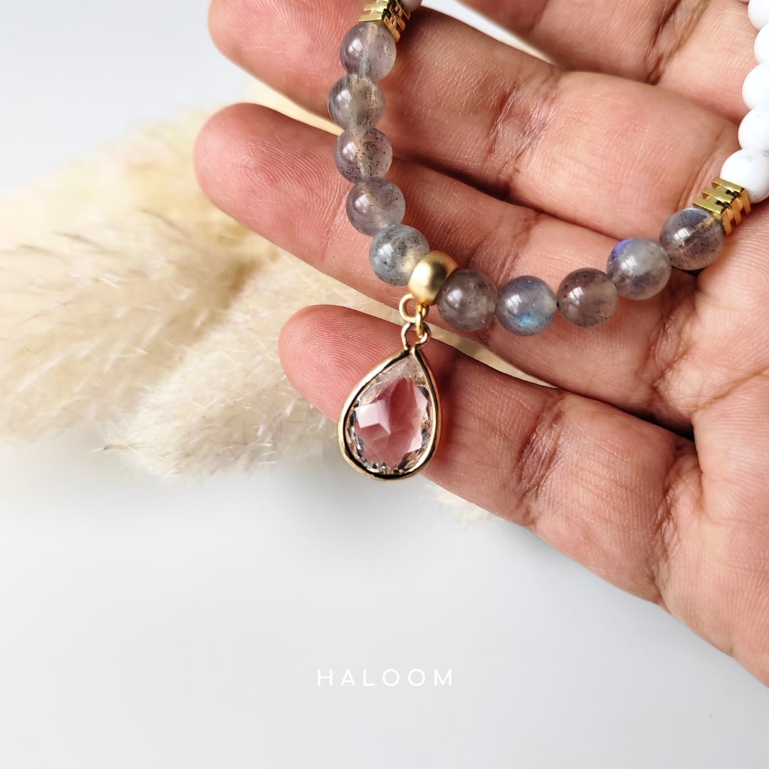 Clarity & Protection labradorite and howlite bracelet