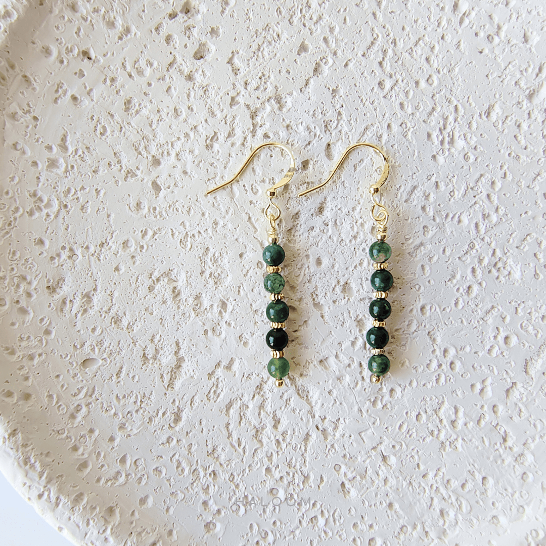 Moss agate jewellery set – bracelet and earrings