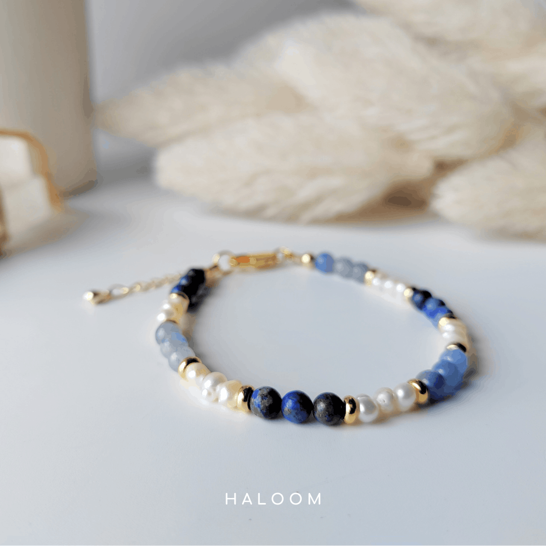 Midnight Clarity Bracelet - Blue Aventurine, Lapis Lazuli & Pearl