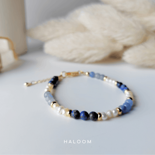 Midnight Clarity Bracelet - Blue Aventurine, Lapis Lazuli & Pearl