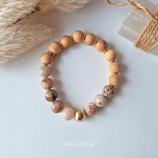 The Rebuilding Bracelet | Cherry Blossom Agate + Sandalwood