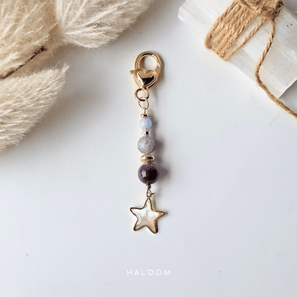 Peace Intention Charm Drop | Amethyst, Lepidolite & Aquamarine