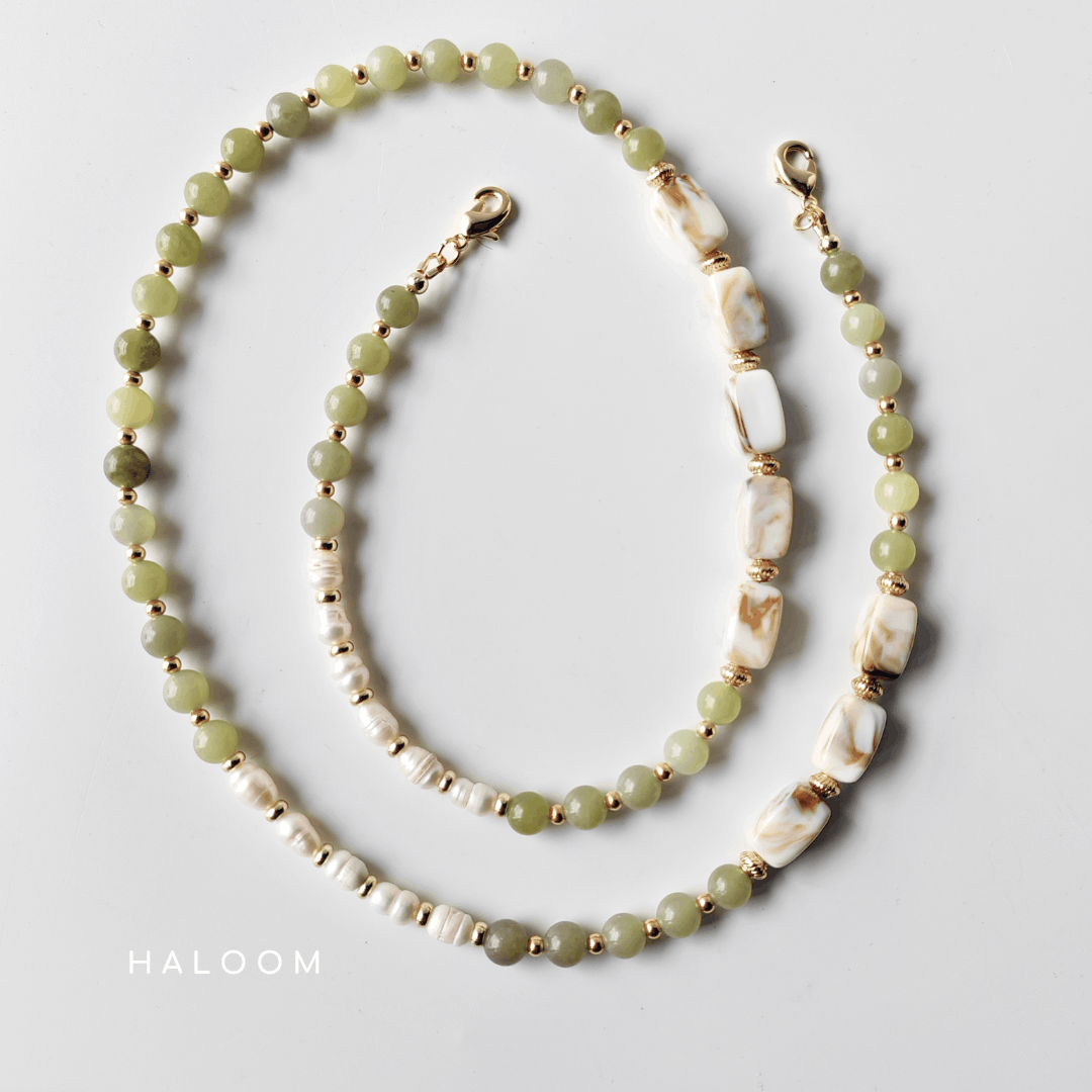 Rantaian Sejahtera - Green Jade Necklace and Glasses Chain